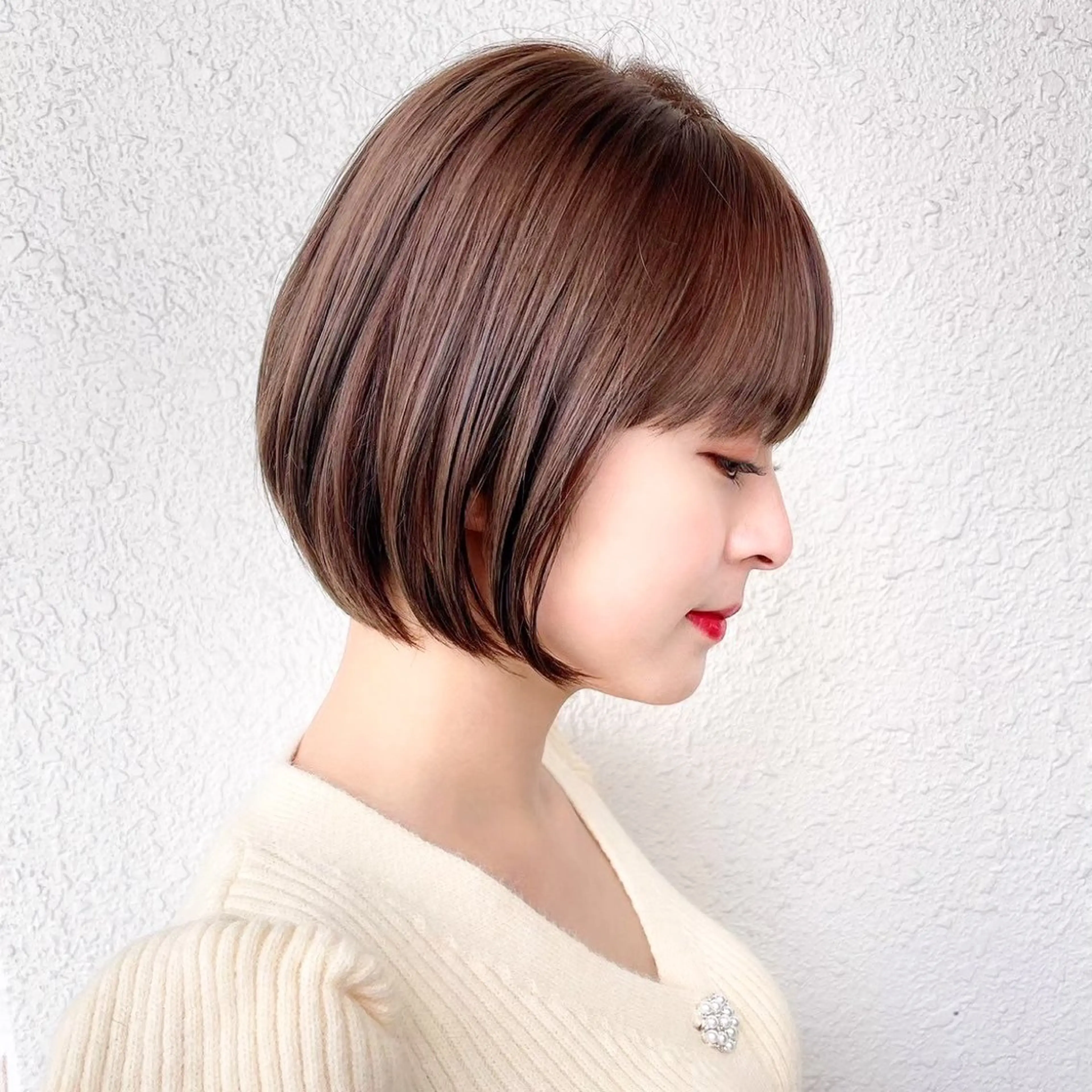 ショート ストンボブ/レイヤー 艶カラー💎ヒデジのヘアスタイル