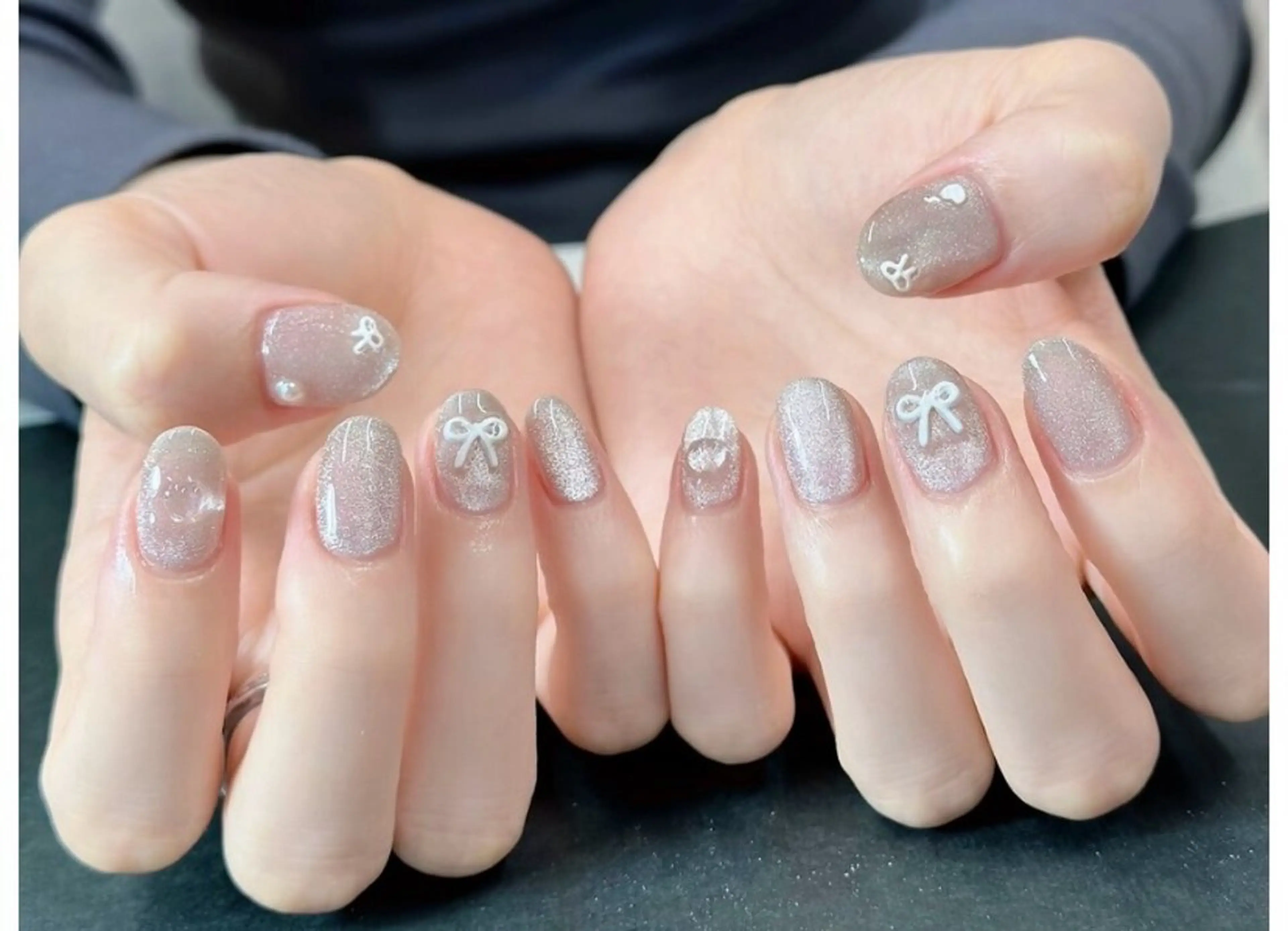 ネイル オーロラネイル チークネイル フレンチネイル 韓国ネイル マグネットネイル Hana ハナのネイルデザイン