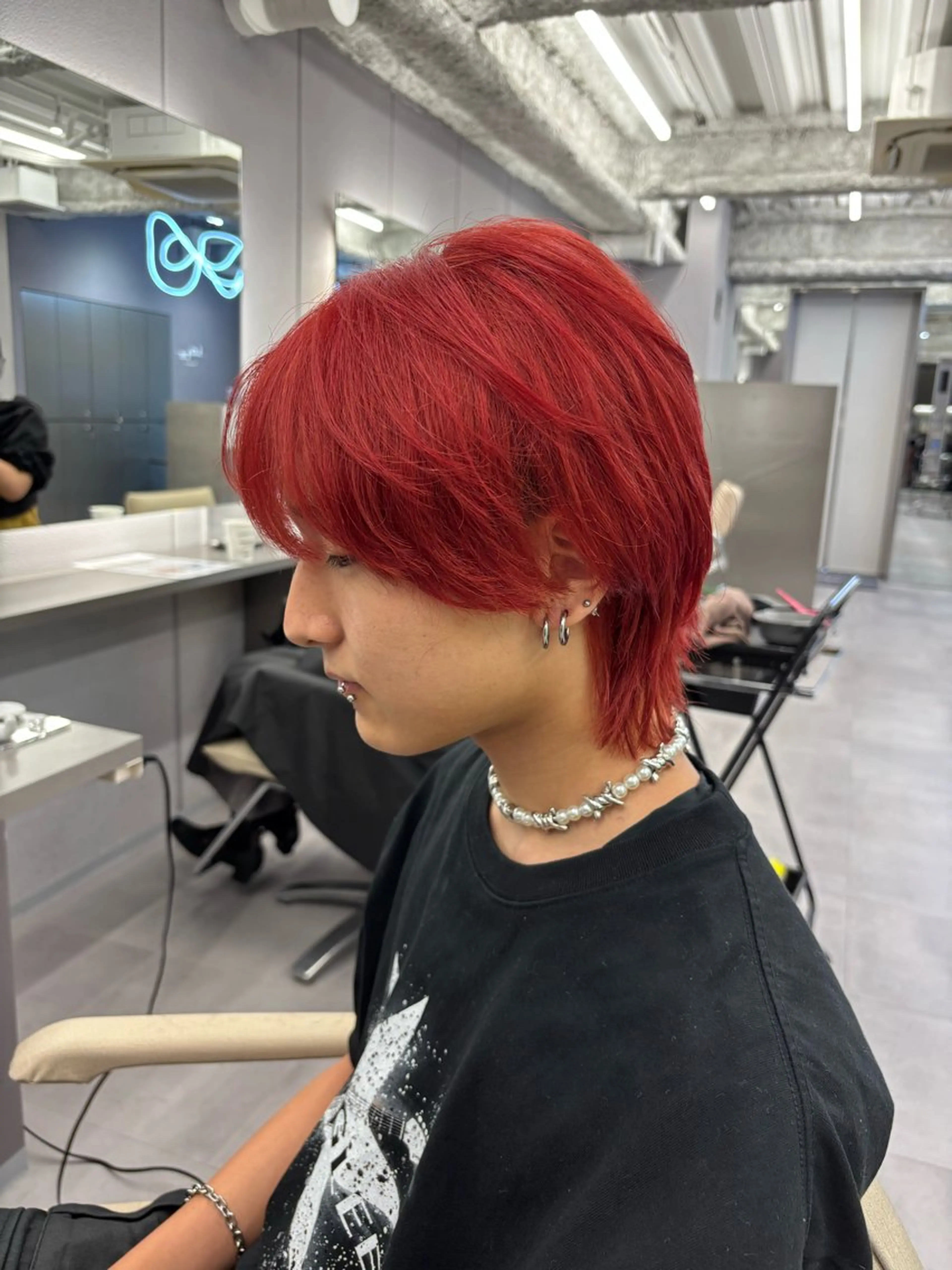 ショート カラー レッドカラー ヘアカラー 名古屋／デザイン／ ブリーチ/松井亮磨のヘアスタイル