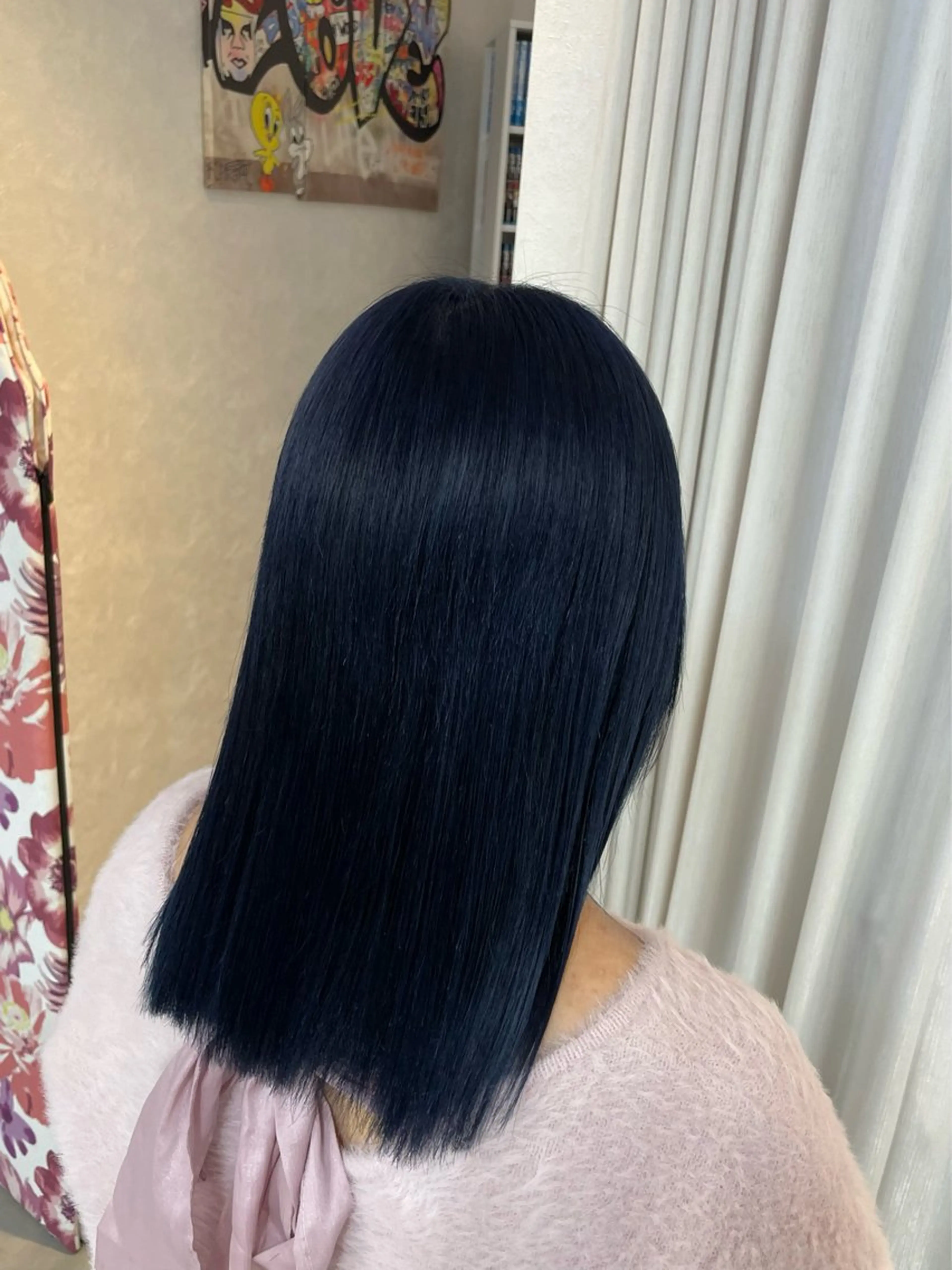 セミロング カラー ネイビーカラー 安井まゆ _Box mico.のヘアスタイル