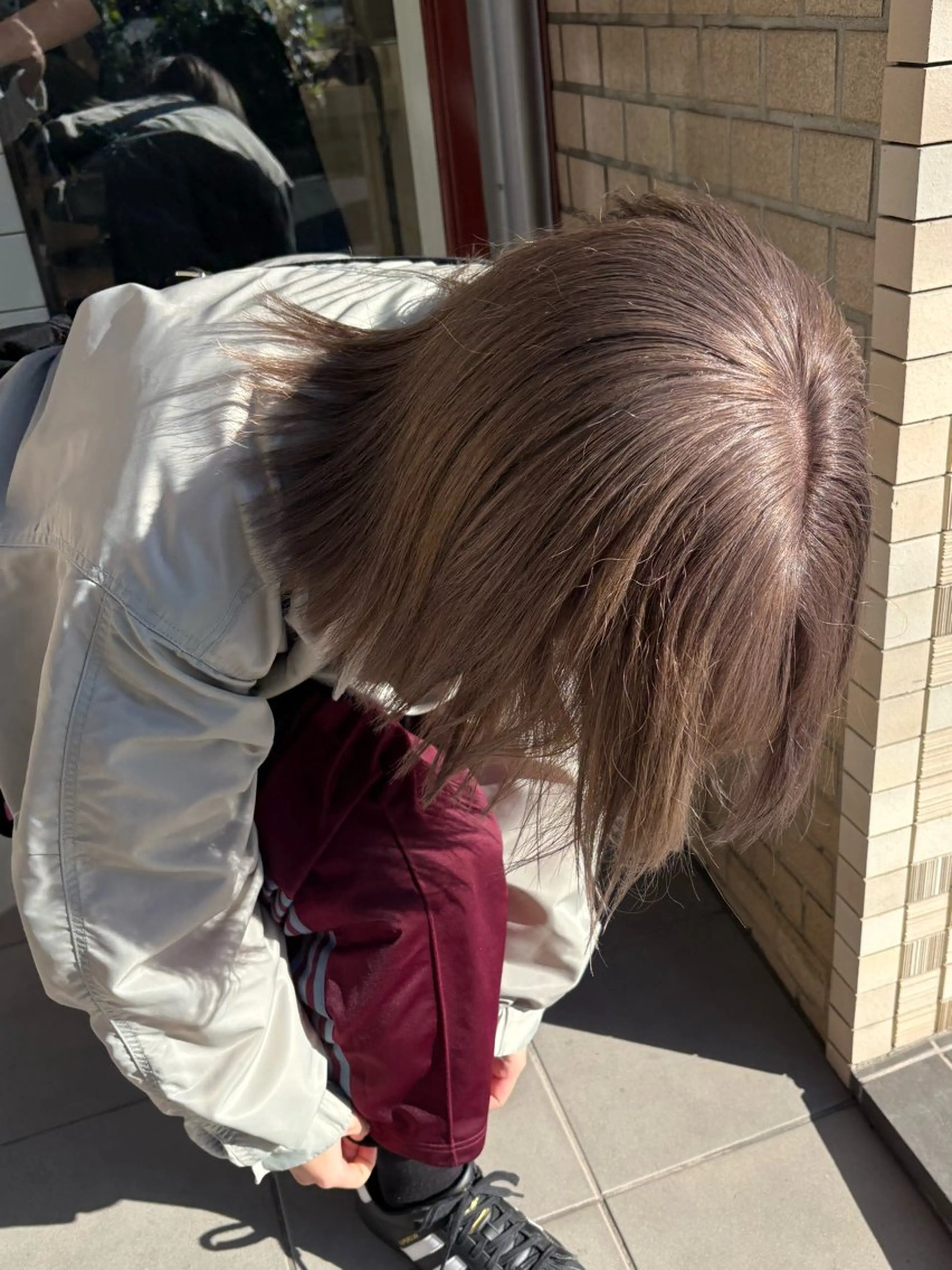 ミディアム カラー ベージュカラー ブリーチ ケアブリーチ 透明感カラー グレージュ カット ヘアカラー トリートメント kanami/ 中崎町美容室のヘアスタイル