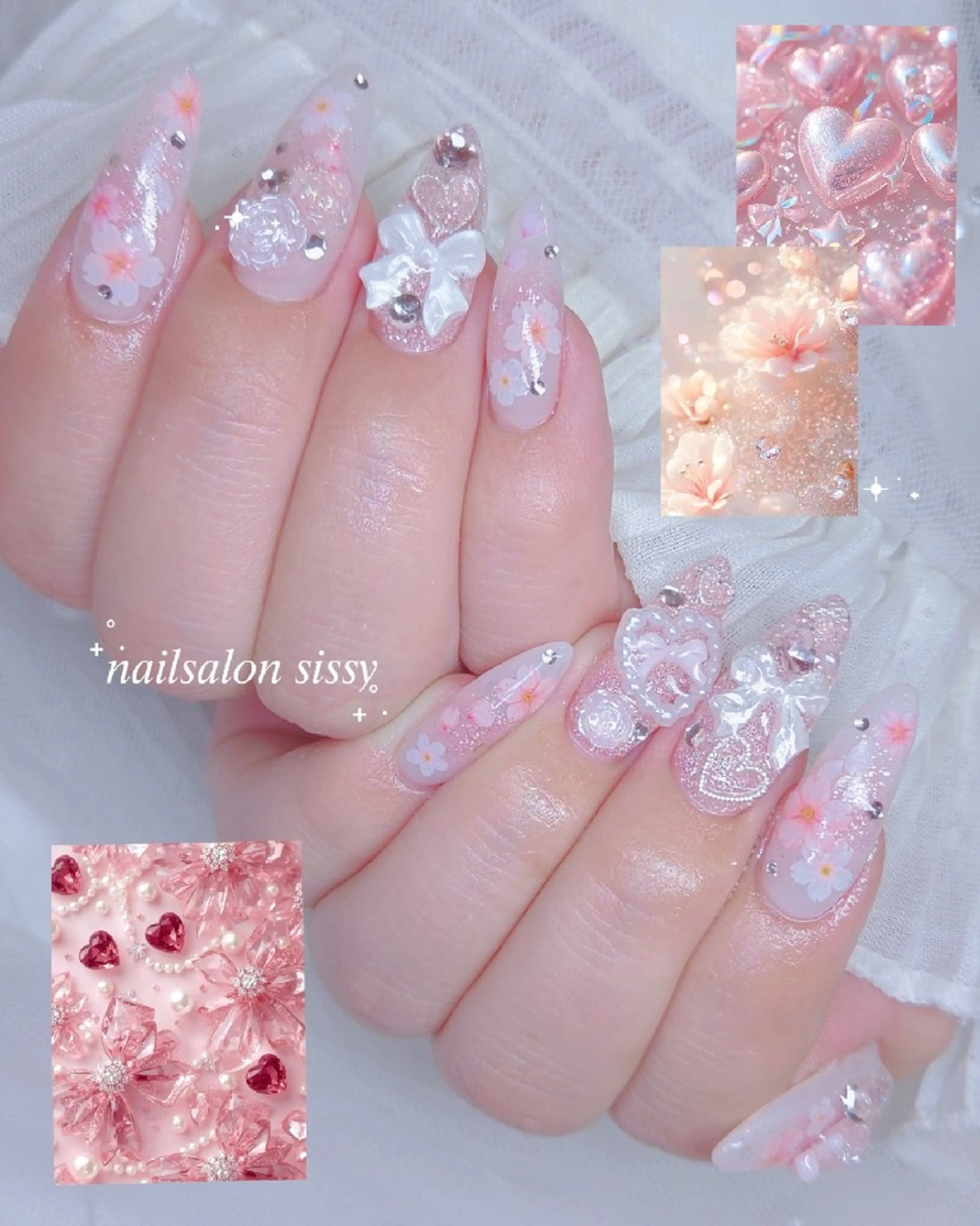 ネイル 桜ネイル キラキラネイル 春ネイル ハンドネイル sissy hatsuneのネイルデザイン