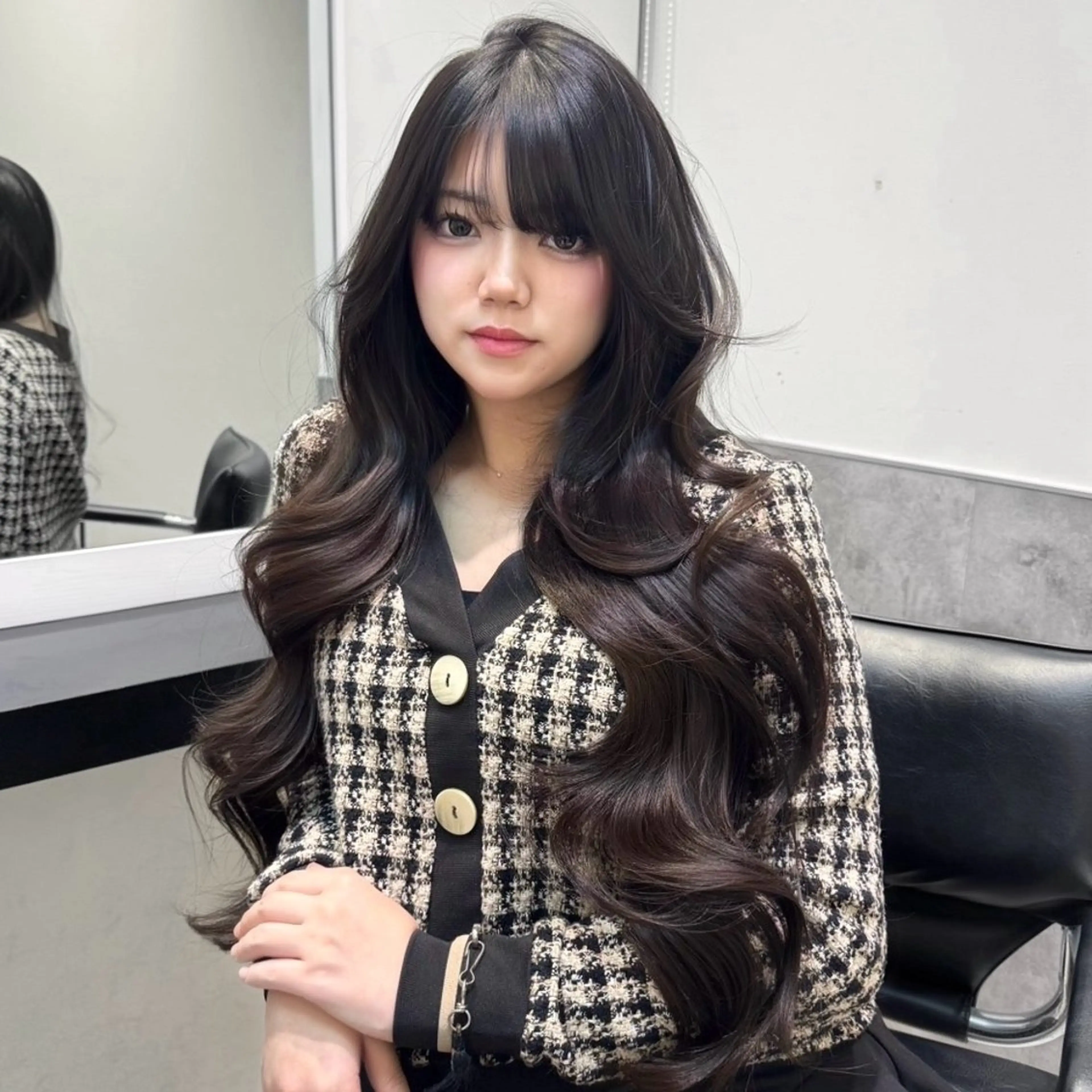 ロング カラー 顔周りカット レイヤーカット 小顔カット カット ヘアカラー トリートメント GO TODAY 原宿Verno店所属・韓国系支持率No.1 レイヤー特化/きょうのヘアスタイル