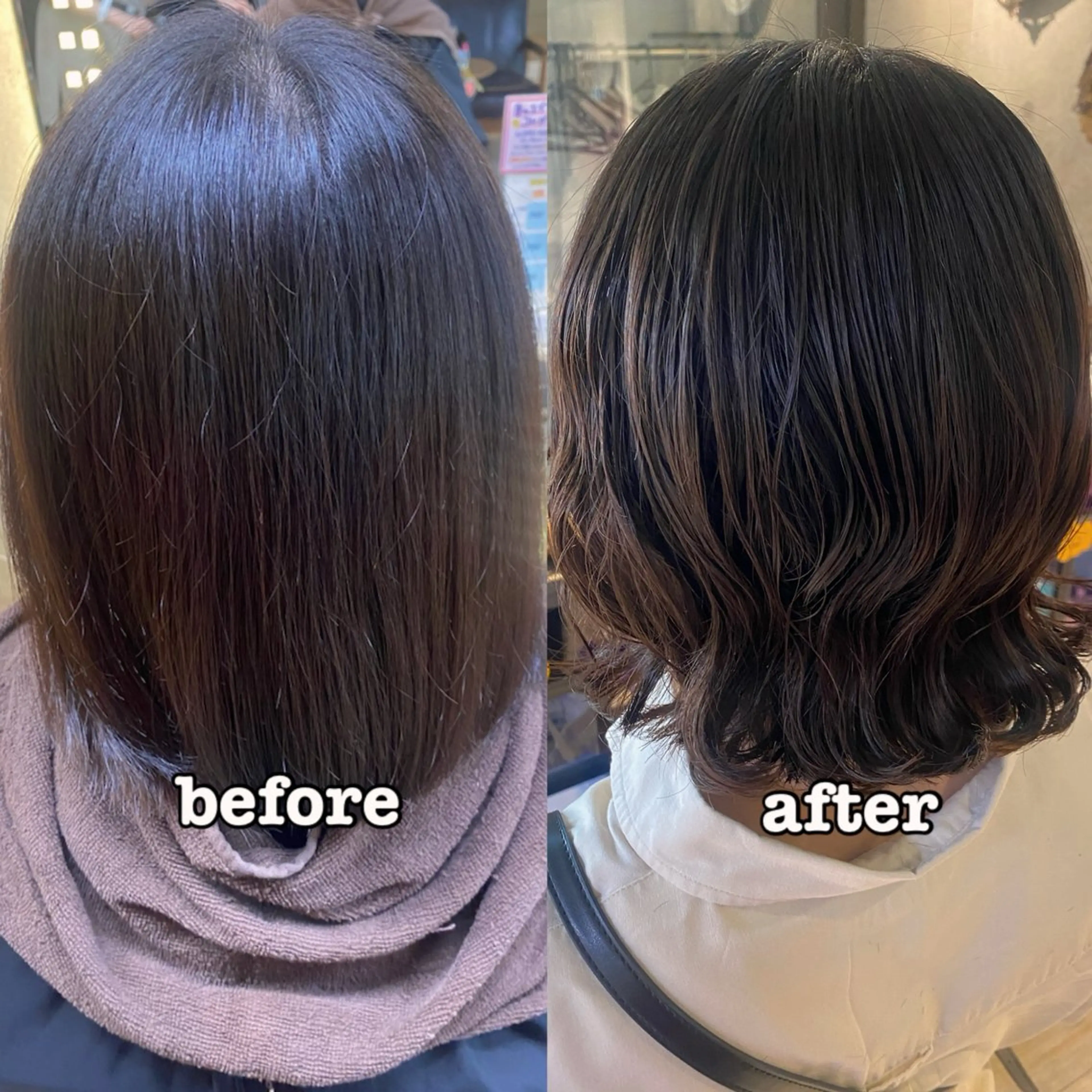 ミディアム パーマ ミディアムパーマ ボブ デジタルパーマ カット パーマ wakana 【ブリーチカラー】のヘアスタイル