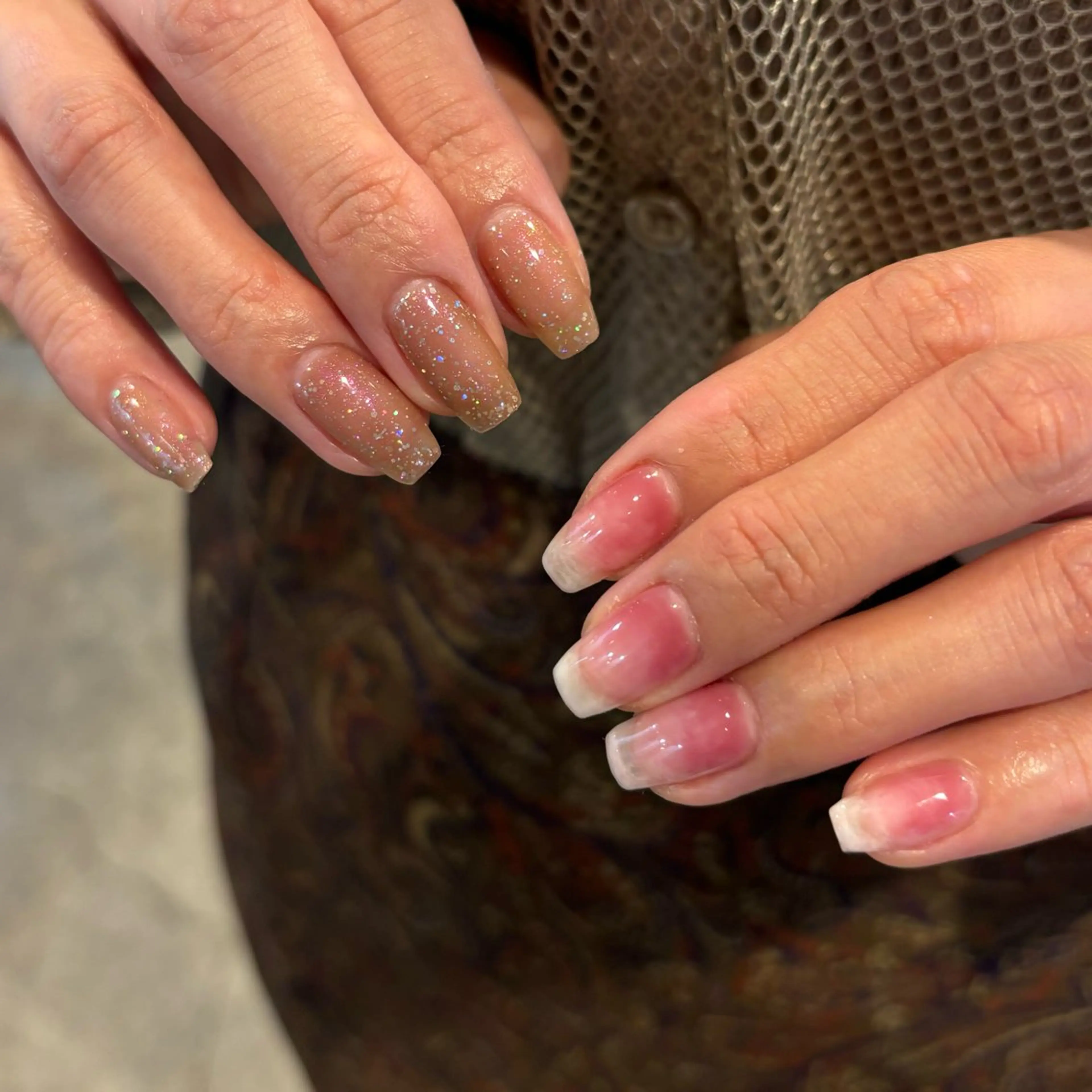 メンズ ネイル オーロラネイル ブラウン ニュアンスネイル ハンドネイル 山田 美羽のネイルデザイン