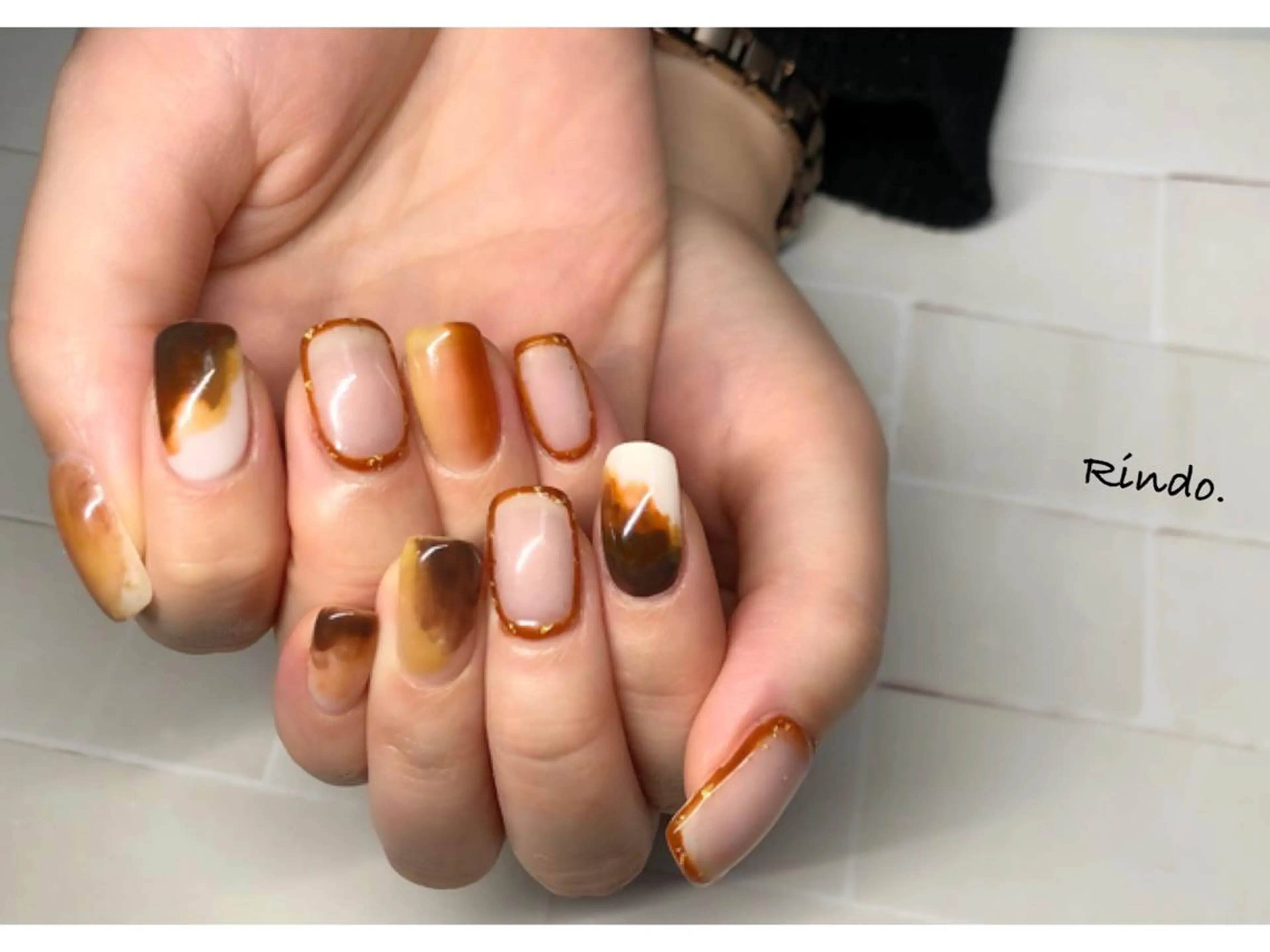 ネイル ブラウン ニュアンスネイル ハンドネイル Rindo.ネイル ♡耳つぼジュエリーのその他イメージ