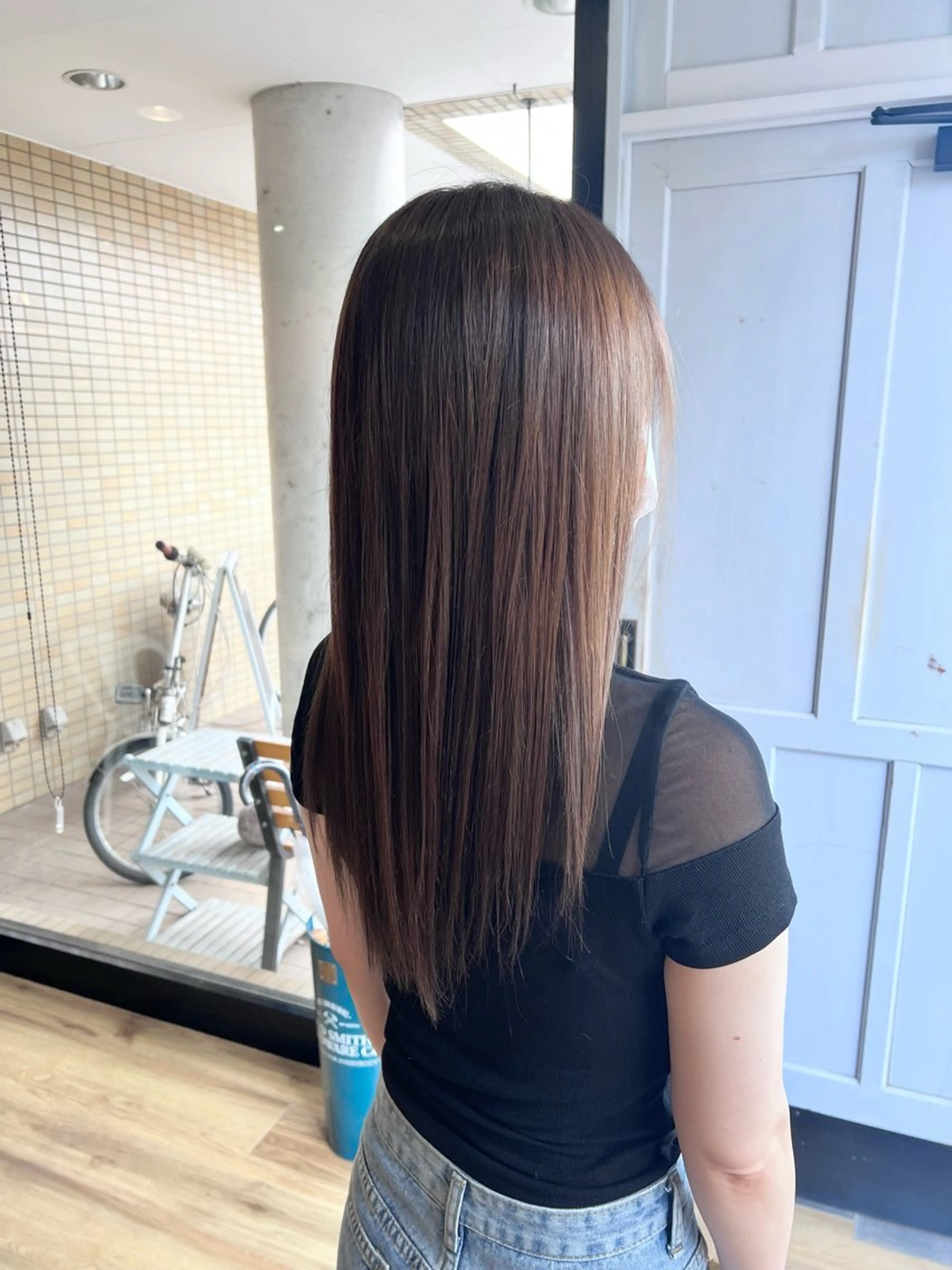 ロング カラー グレージュ ヘアカラー トリートメント ツキダテ ユイのヘアスタイル