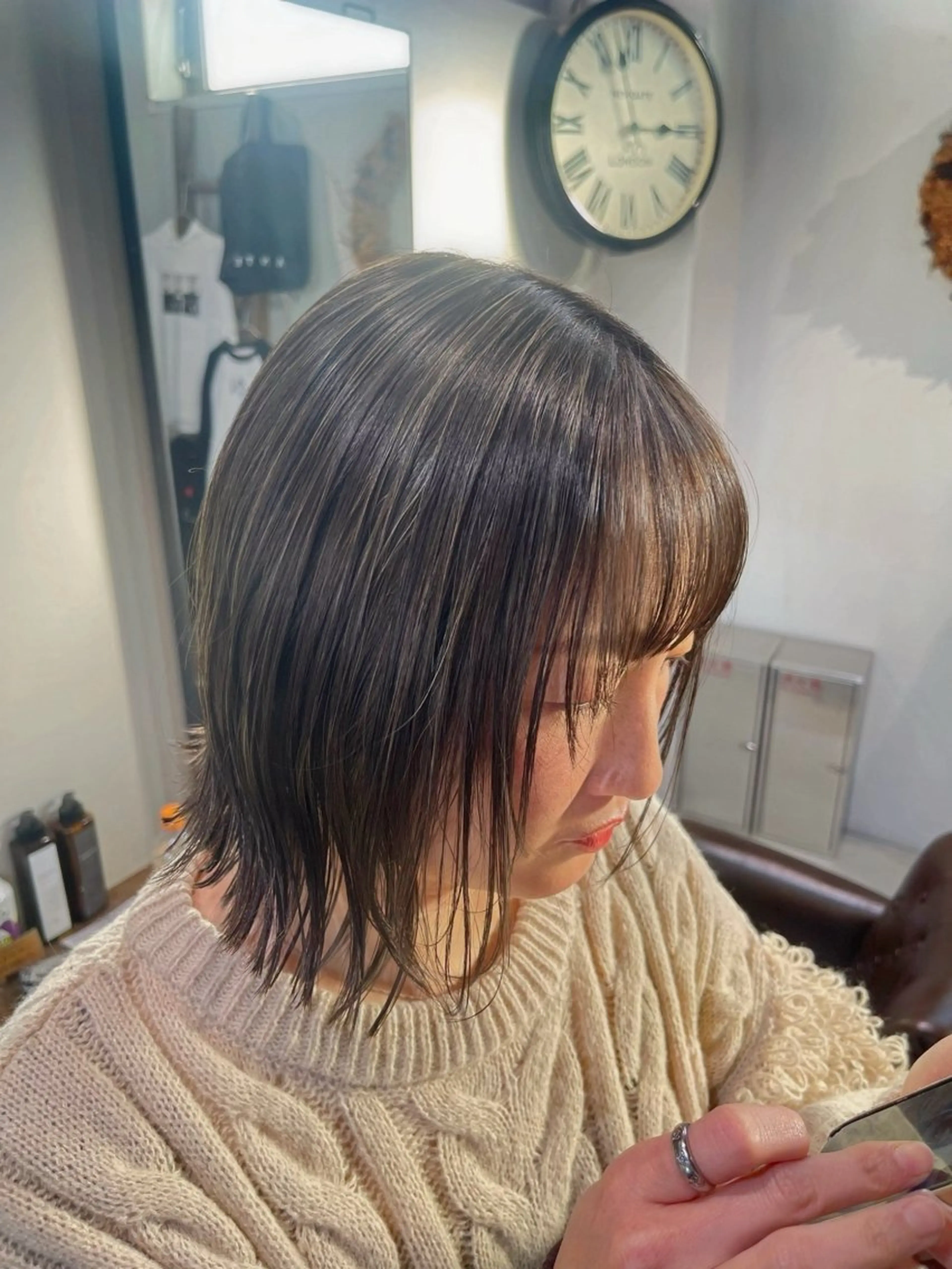 ミディアム カラー ハイライトカラー ハイライト カット ヘアカラー ⭐︎白髪のお悩み 解決します⭕️のヘアスタイル
