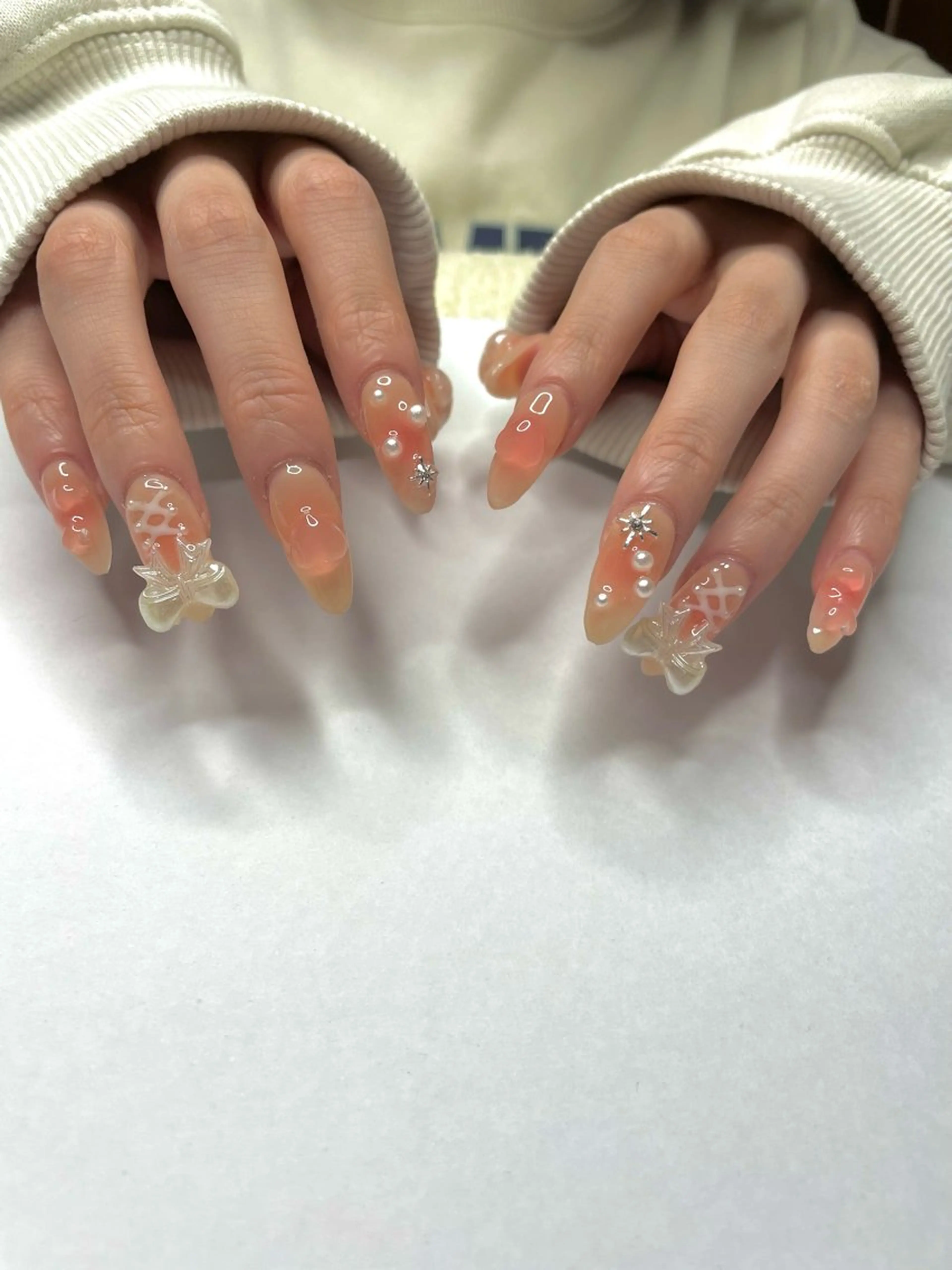ネイル キラキラネイル ロングネイル 持ち込み ピンク 冬ネイル Ri-e's nailのネイルデザイン