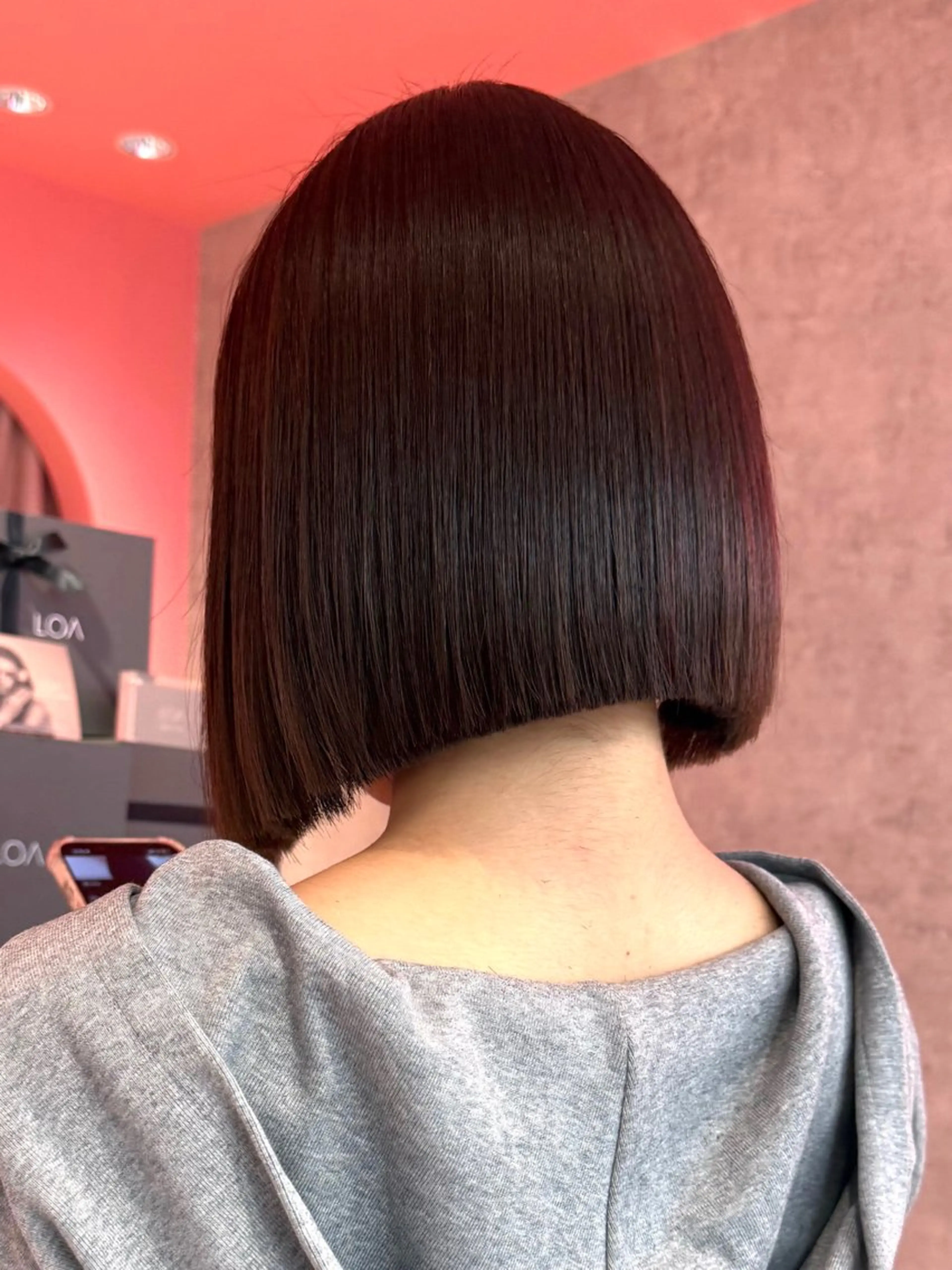 ショート カラー 山崎/ボブ縮毛矯正 レイヤー髪質改善のヘアスタイル