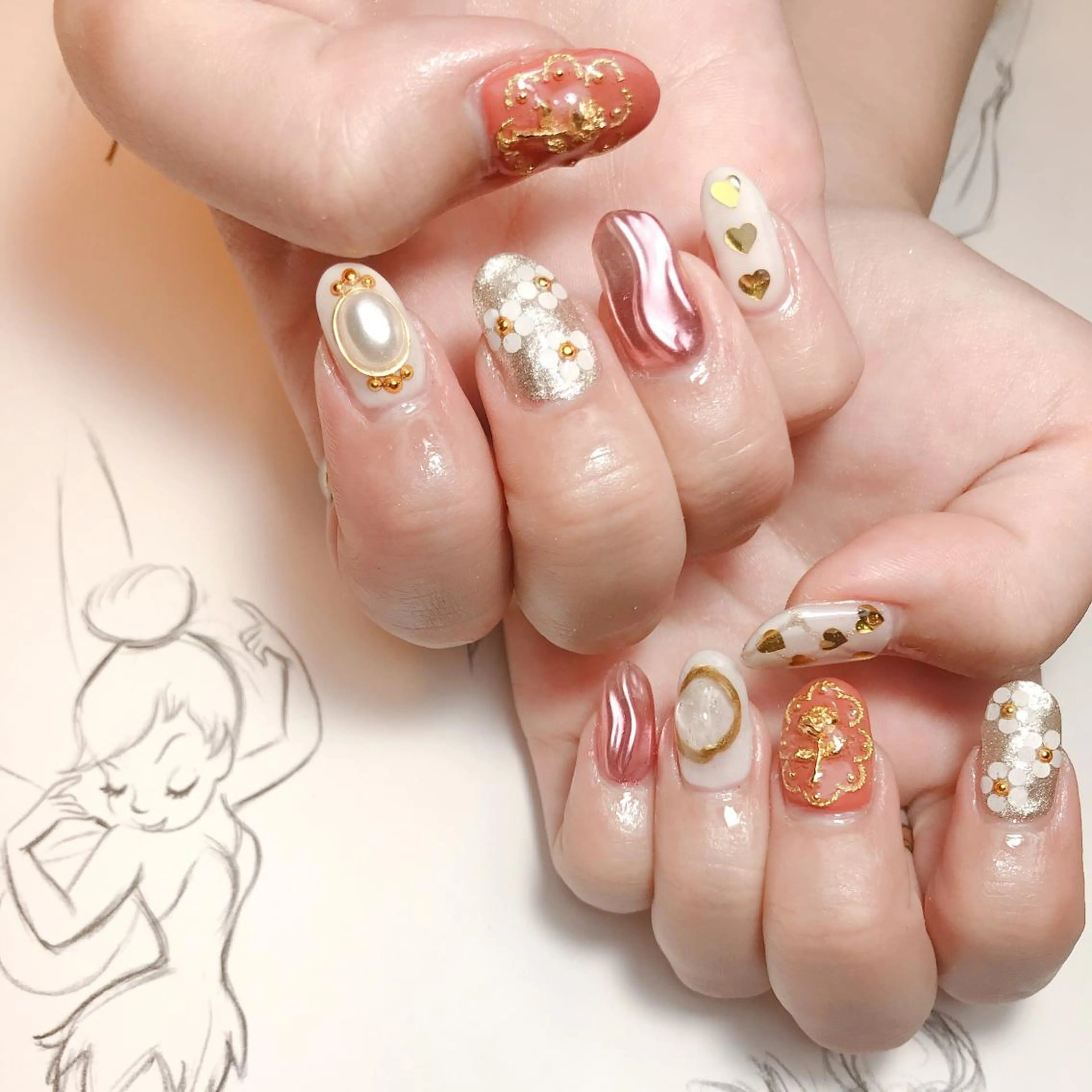 ネイル フラワーネイル ミラーネイル owlnail /持込みデザイン専門のネイルデザイン