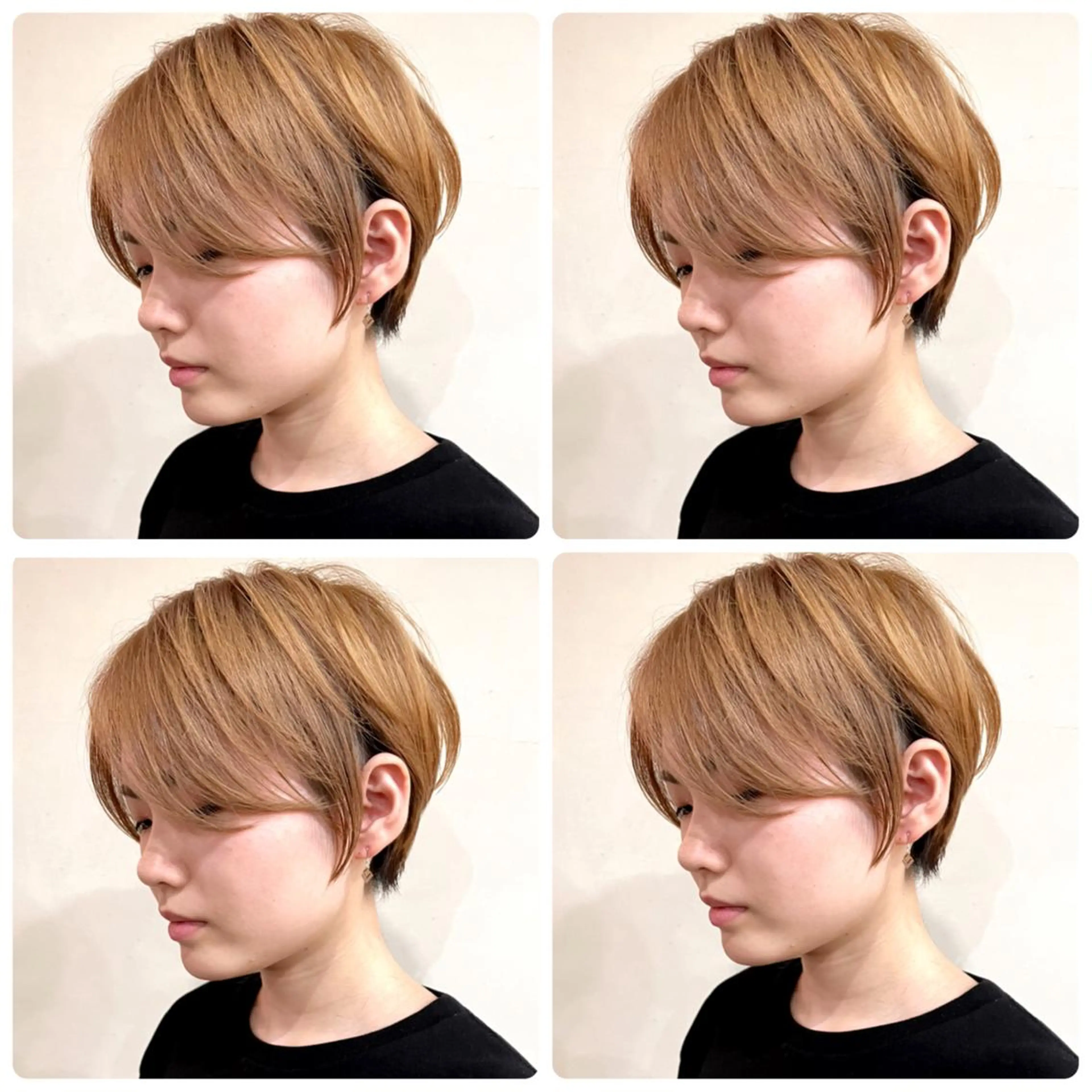 ショート カラー ショートボブ ハンサムショート 丸みショート デザインカラー ハイライトカラー カット ヘアカラー トリートメント 京都大人女性ショート 徒歩1分/秋山のヘアスタイル