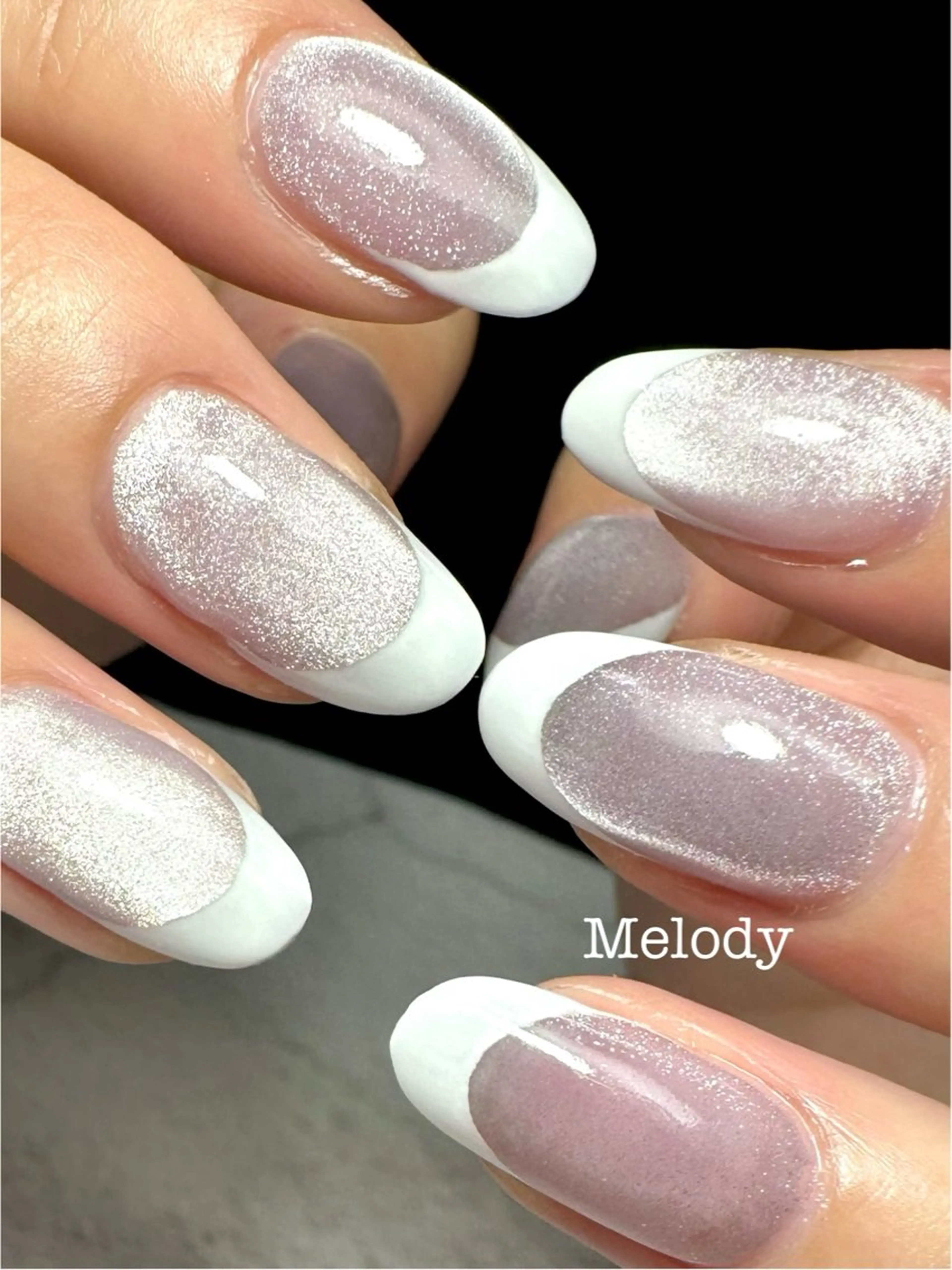 ネイル フレンチネイル ガラスフレンチ ハンドネイル Yuki Takahamaのネイルデザイン