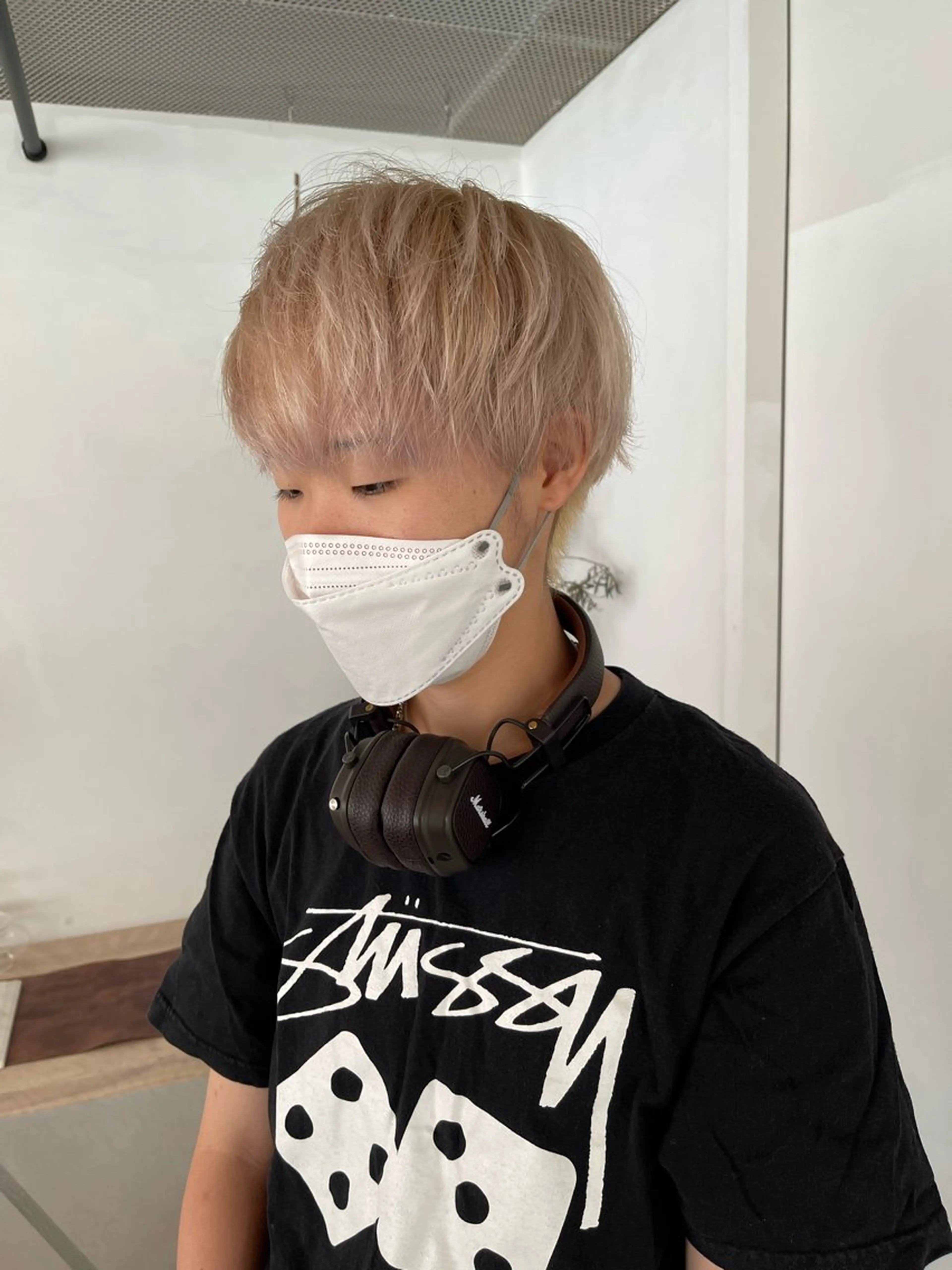 カラー メンズ メンズブリーチ ブリーチ ブロンド ホワイトブロンド ヘアカラー ボブ/レイヤー /河内温太のヘアスタイル