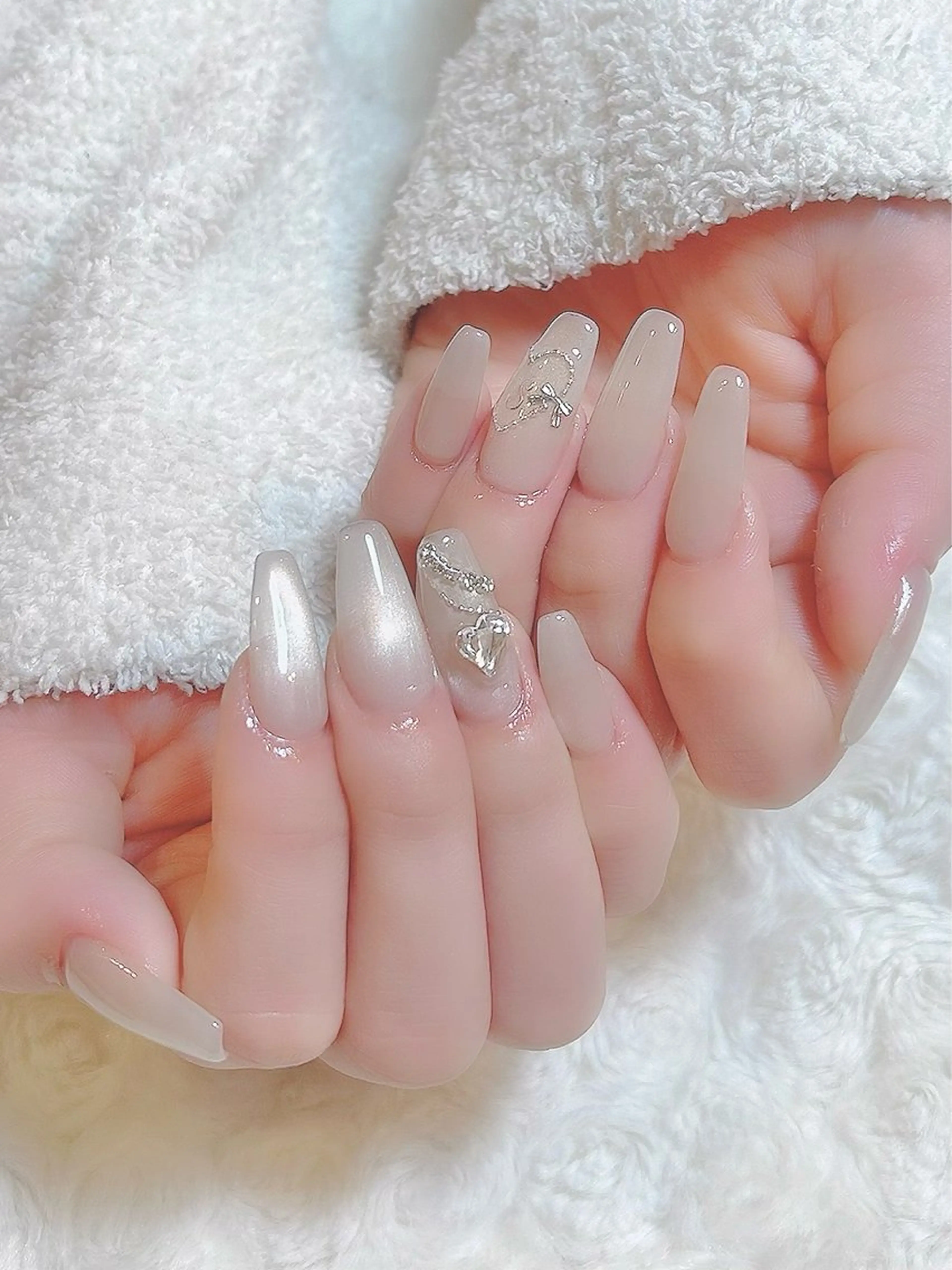 ネイル ハート リボン ネイルチップ ハンドネイル momo nail所属・Naruse Momoのネイルデザイン