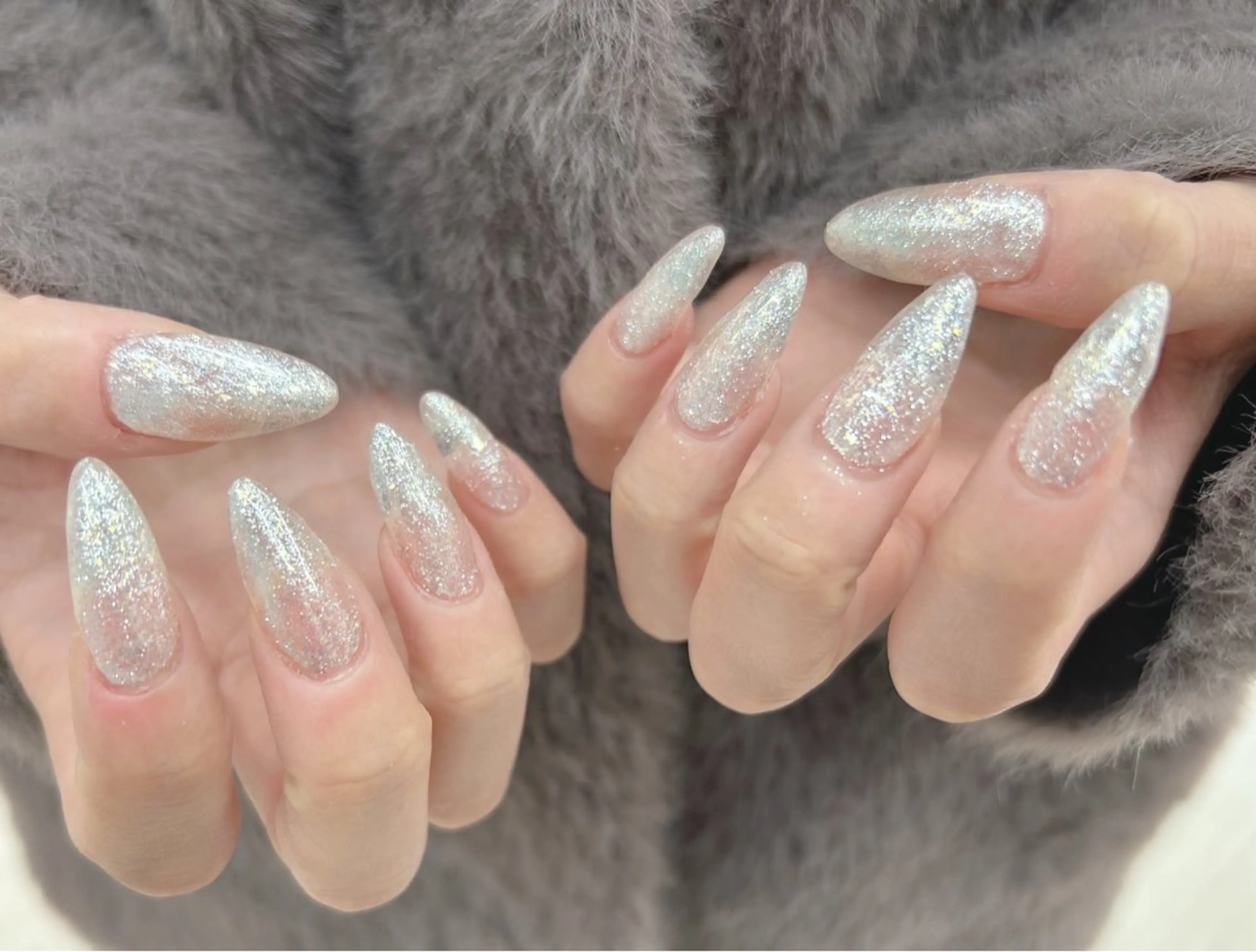 ネイル ラメ(グリッター) ホワイト ハンドネイル Nail Salon agré所属・agré ネイルサロン　アグレのネイルデザイン