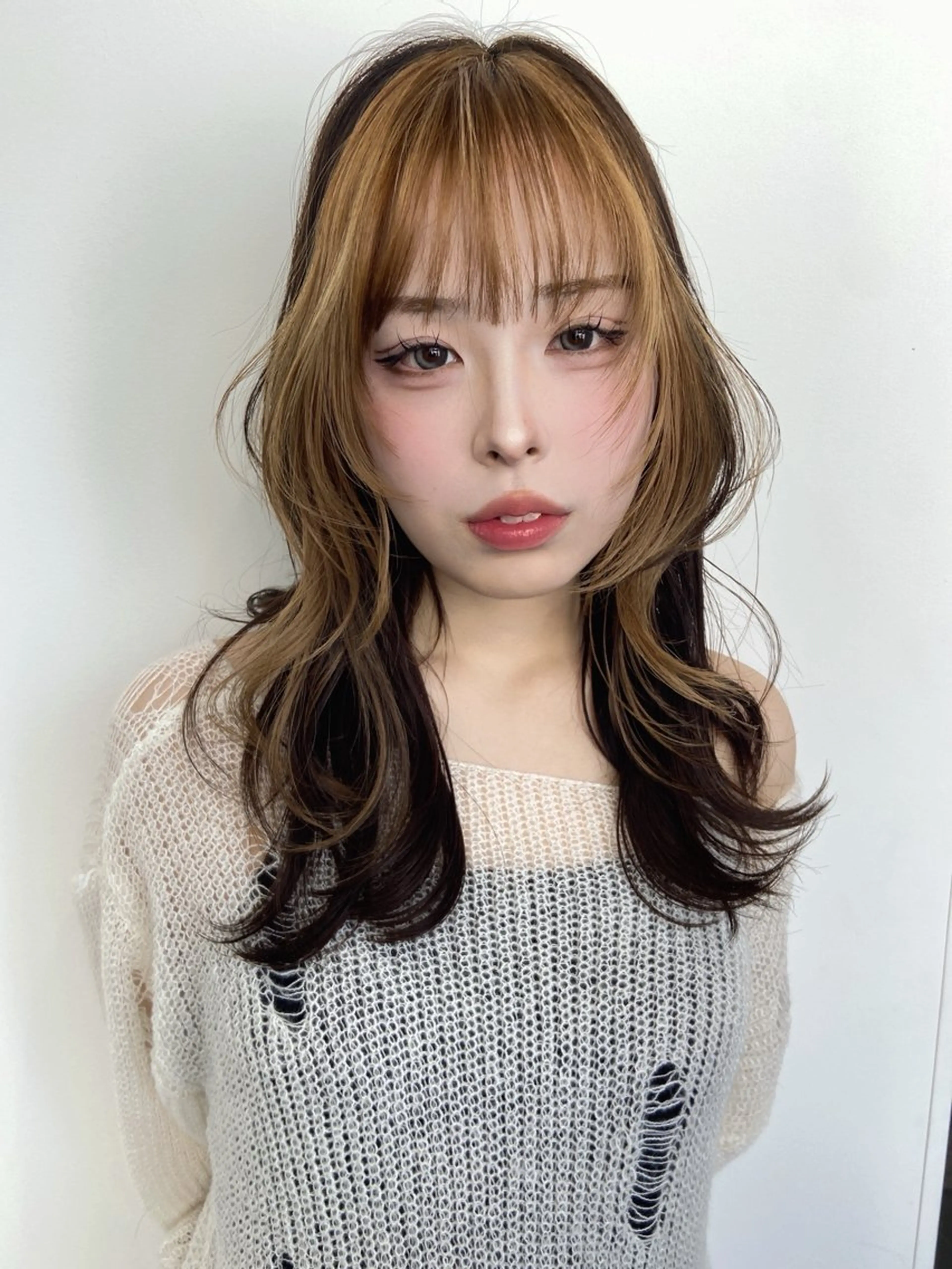 セミロング カラー ミストバング  フェイスフレーミング ヘアカラー 名駅/ハイトーン /Y2k/YUNAのヘアスタイル