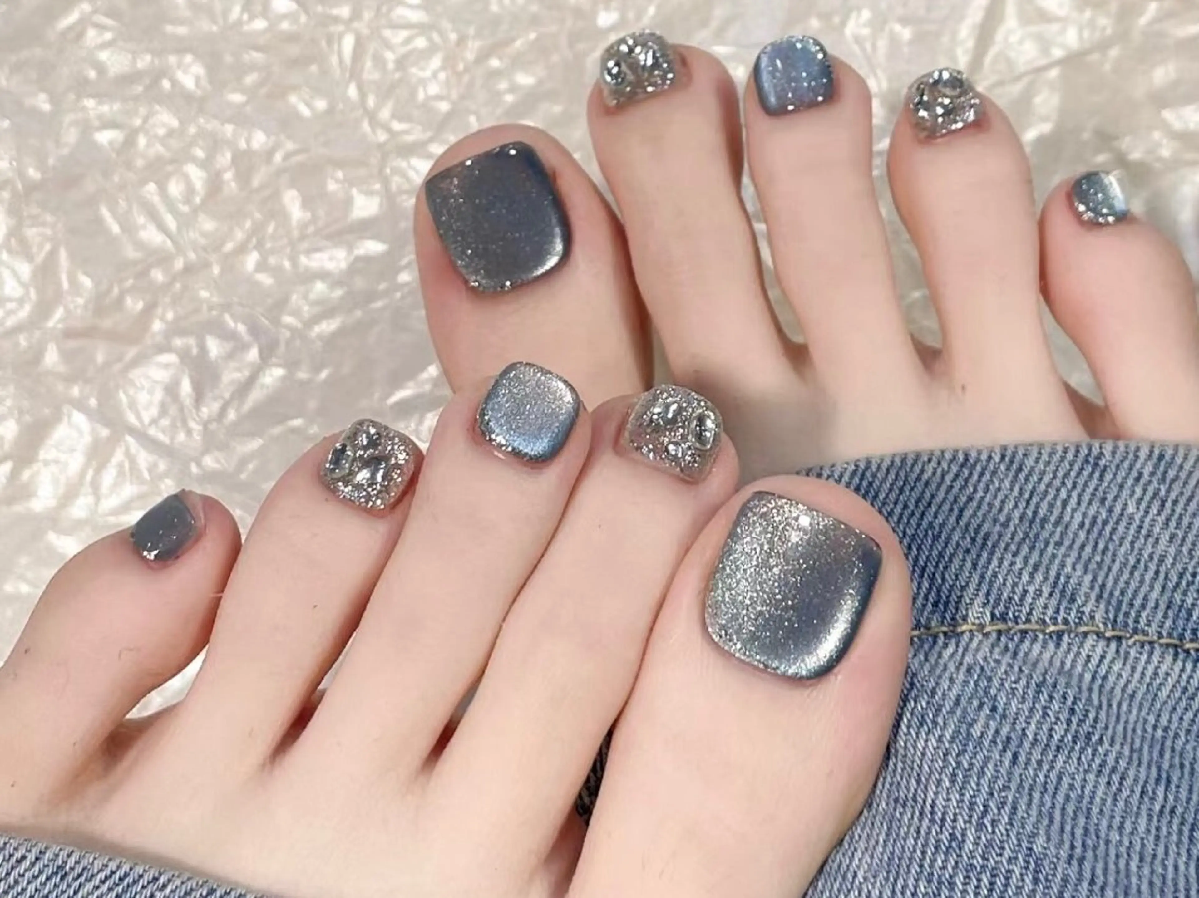 👣フットネイル「初回ジェルオフ無料ケア込み」大人気マグネット/オーロラ/ユニコーン/ミラーの写真