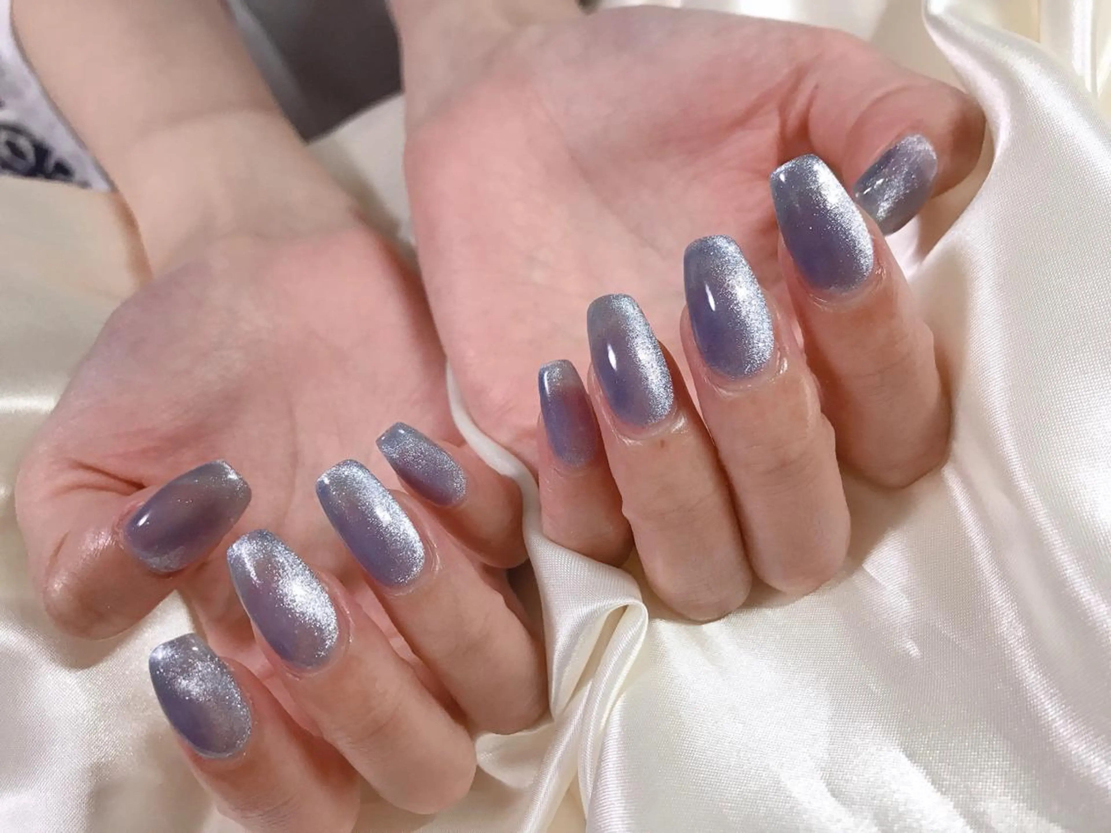 ネイル ブルー マグネットネイル ハンドネイル Mogu nail 二子玉川のネイルデザイン