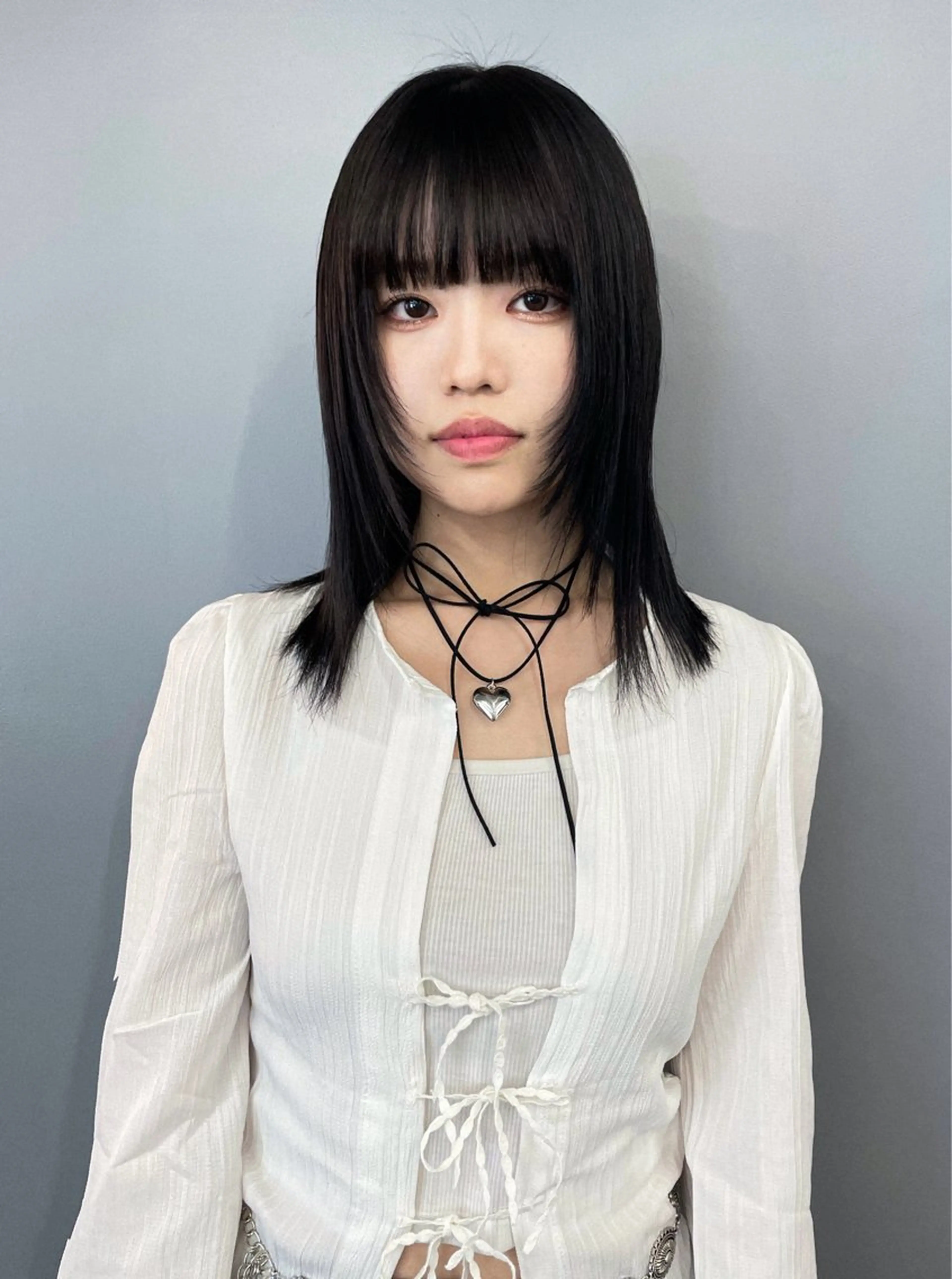 ミディアム カラー パーマ 黒髪 ハッシュカット/ 韓国ヘア☽⋰mahoのヘアスタイル