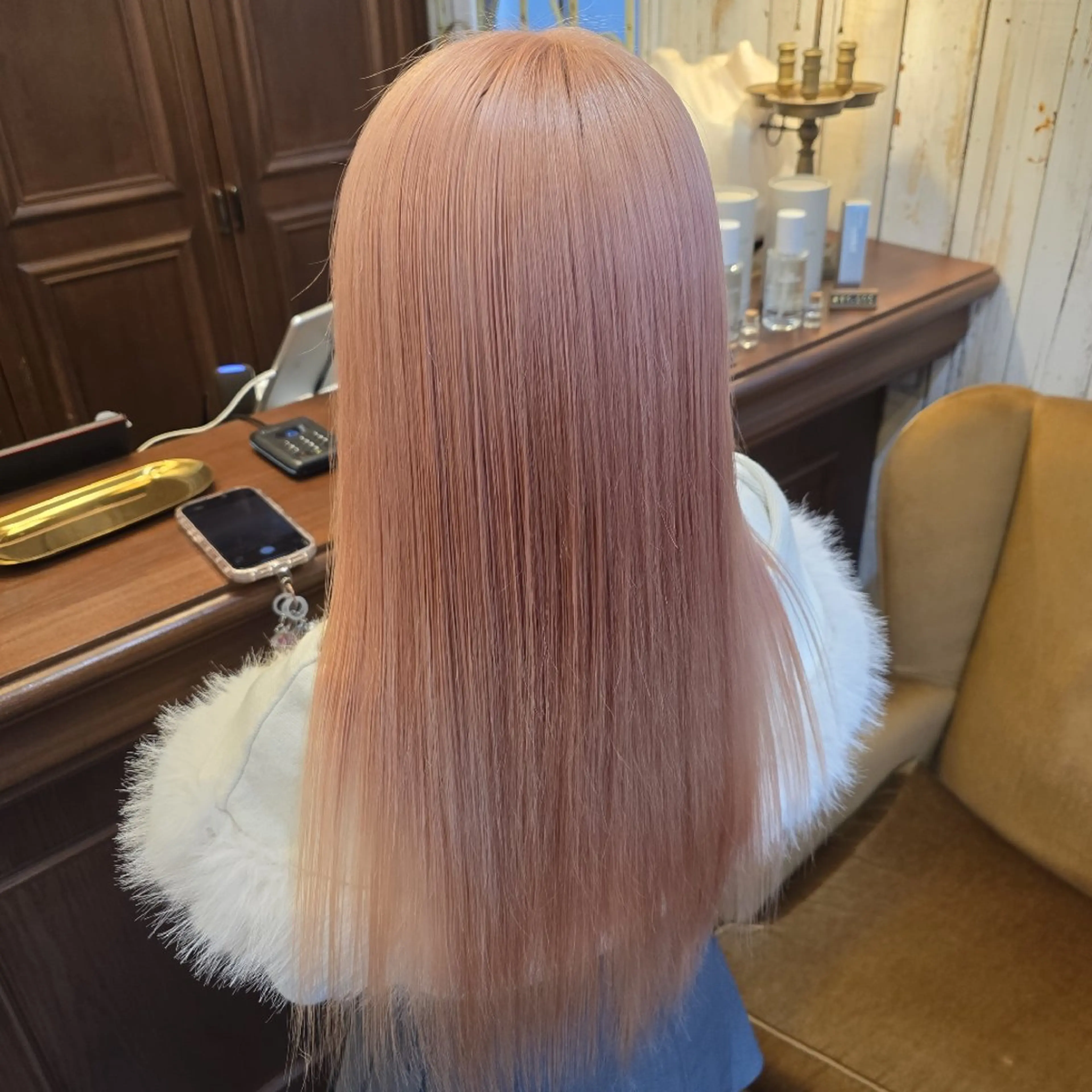 セミロング カラー ベージュカラー ピンクカラー ピンクベージュ ヘアカラー トリートメント ヘアセット メンズ✂/ハイトーン /りゅう🦢のヘアスタイル