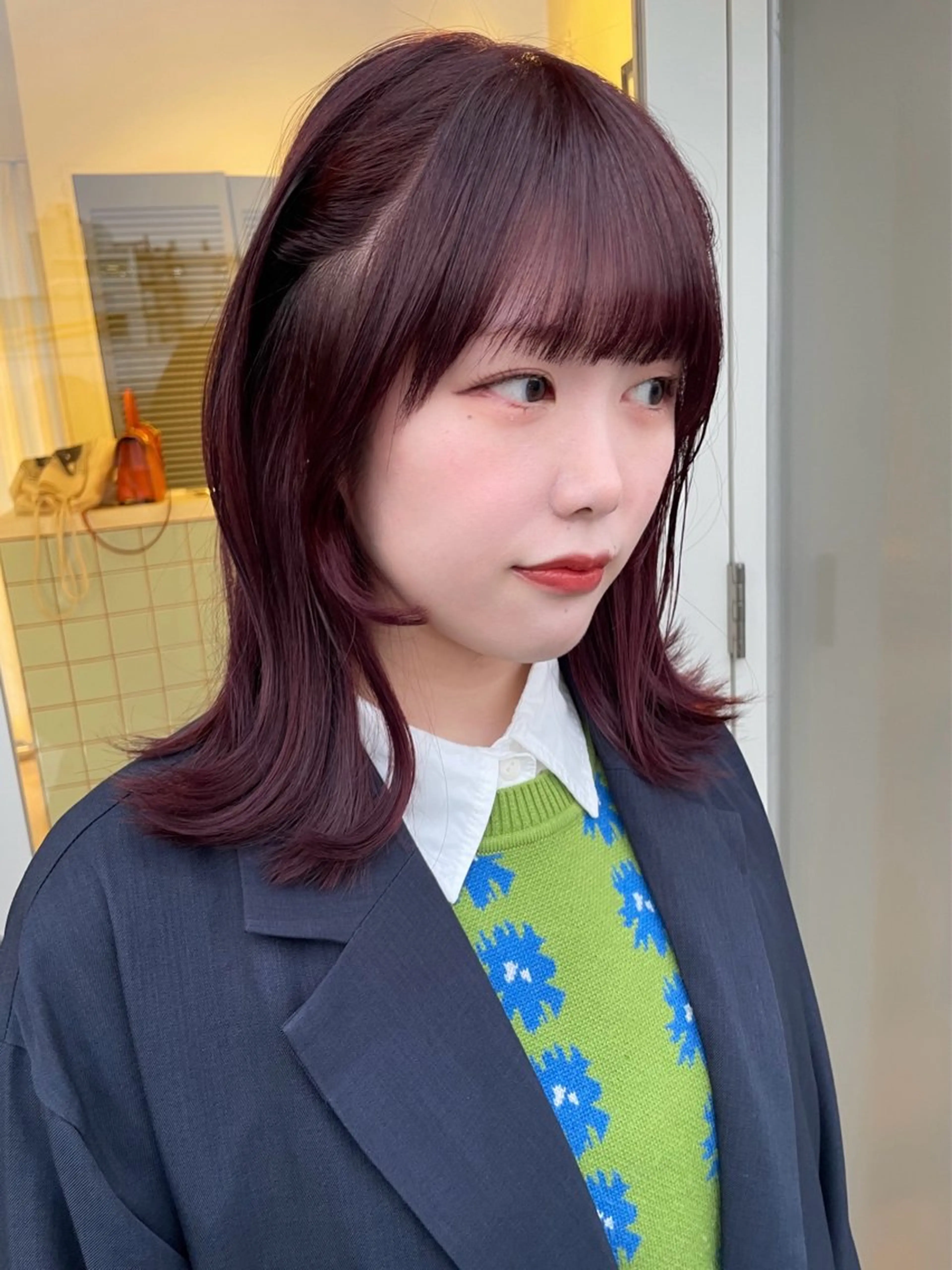 ミディアム カラー ブリーチ ブリーチなしカラー ヘアカラー トリートメント 若月 あやかのヘアスタイル