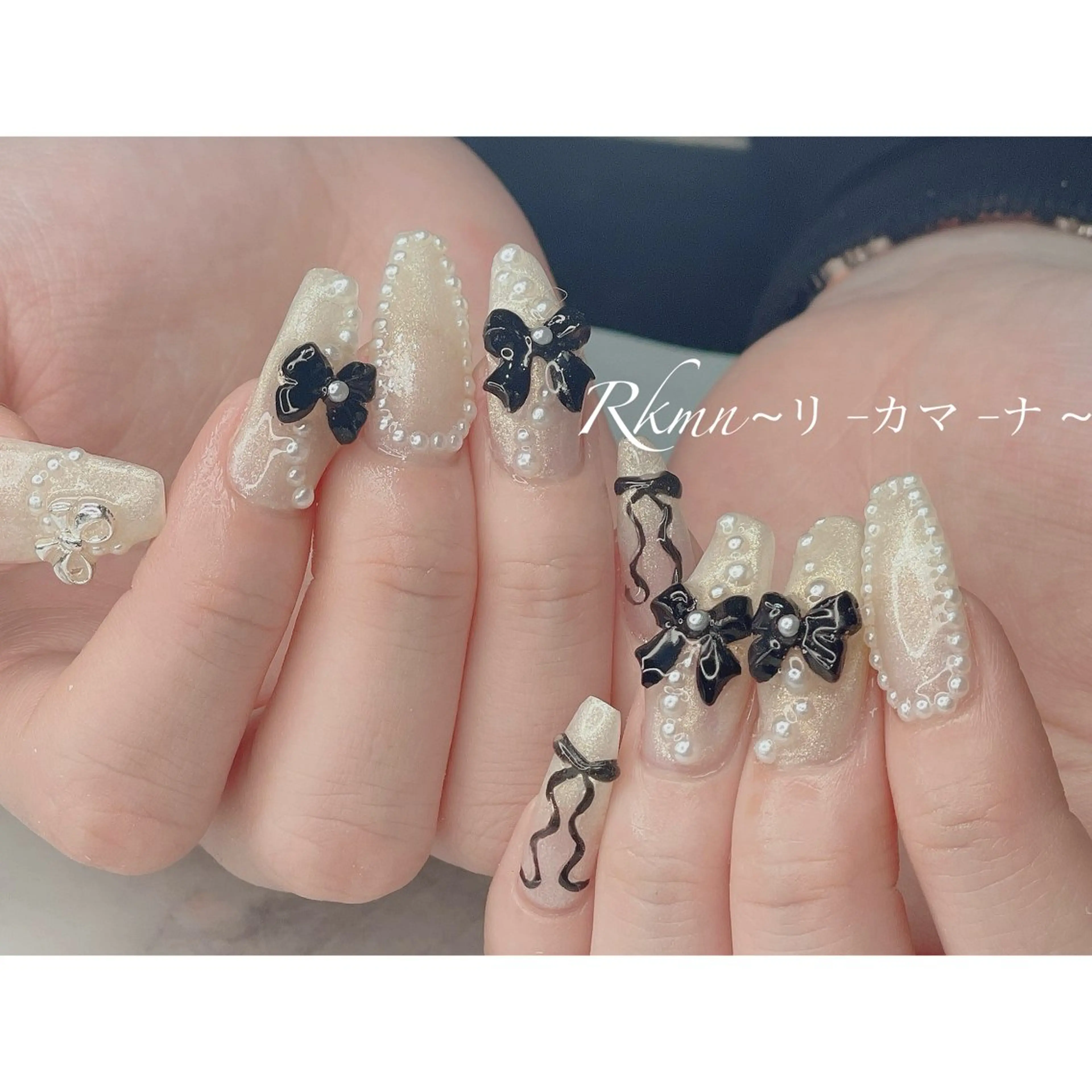 ネイル アートネイル リボン 春ネイル ハンドネイル フットネイル ハンドケア Rkmn ~リ-カマ-ナ~のネイルデザイン