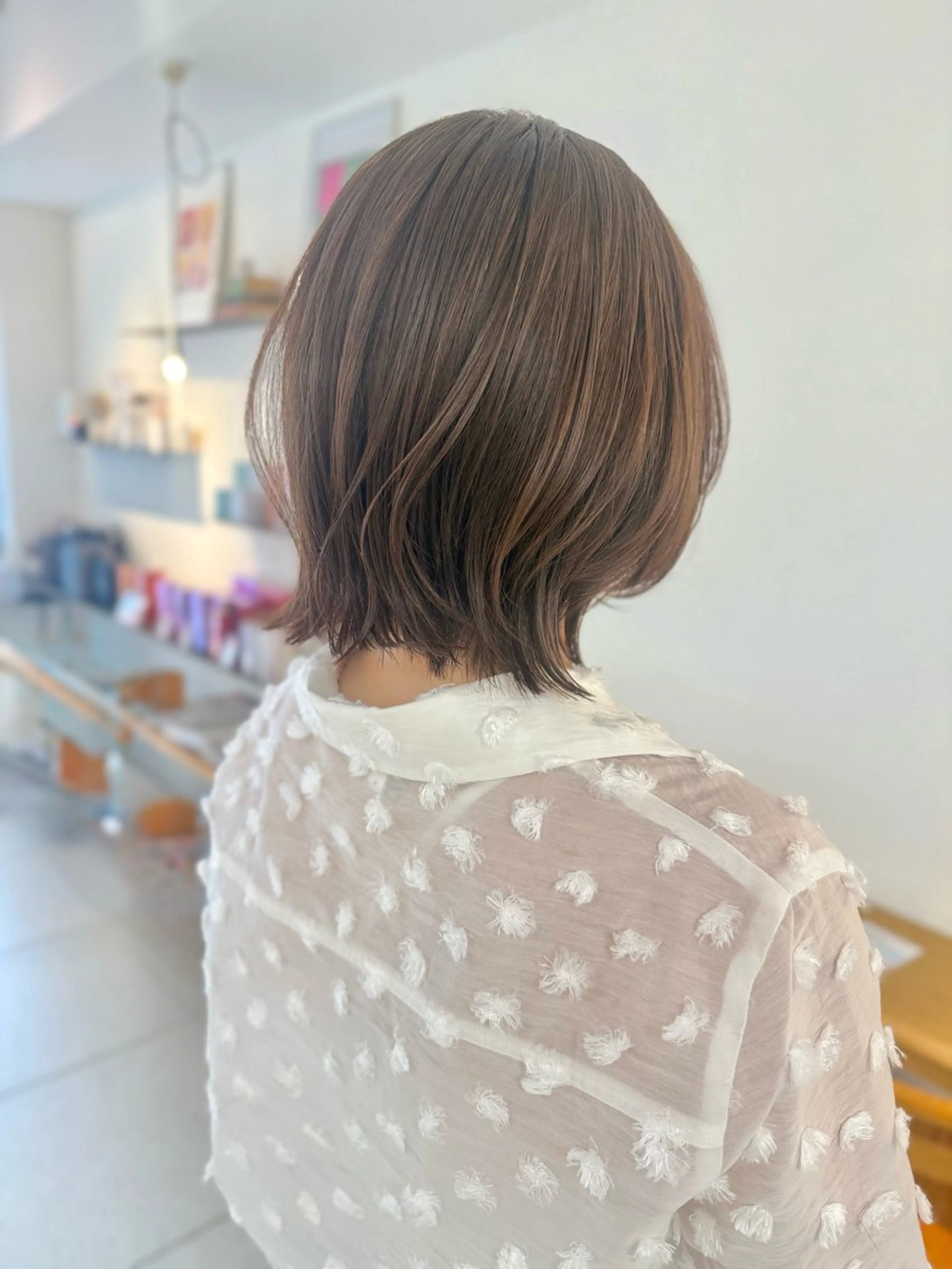 ミディアム カラー カット ヘアカラー トリートメント 安永 涼のヘアスタイル