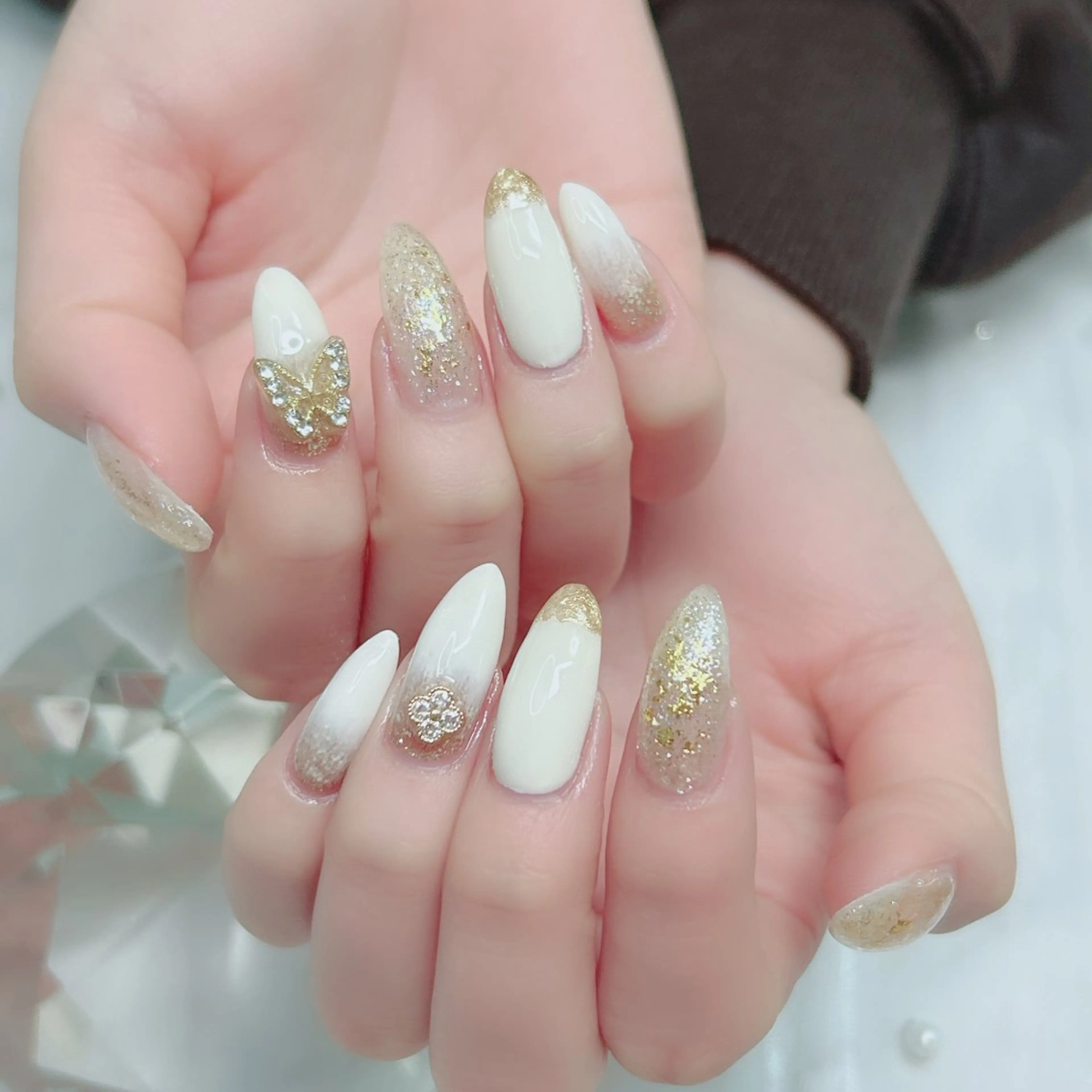 ネイル アートネイル フレンチネイル ジェルネイル ゴールド グラデーション ハンドネイル Cute Tips nailのネイルデザイン