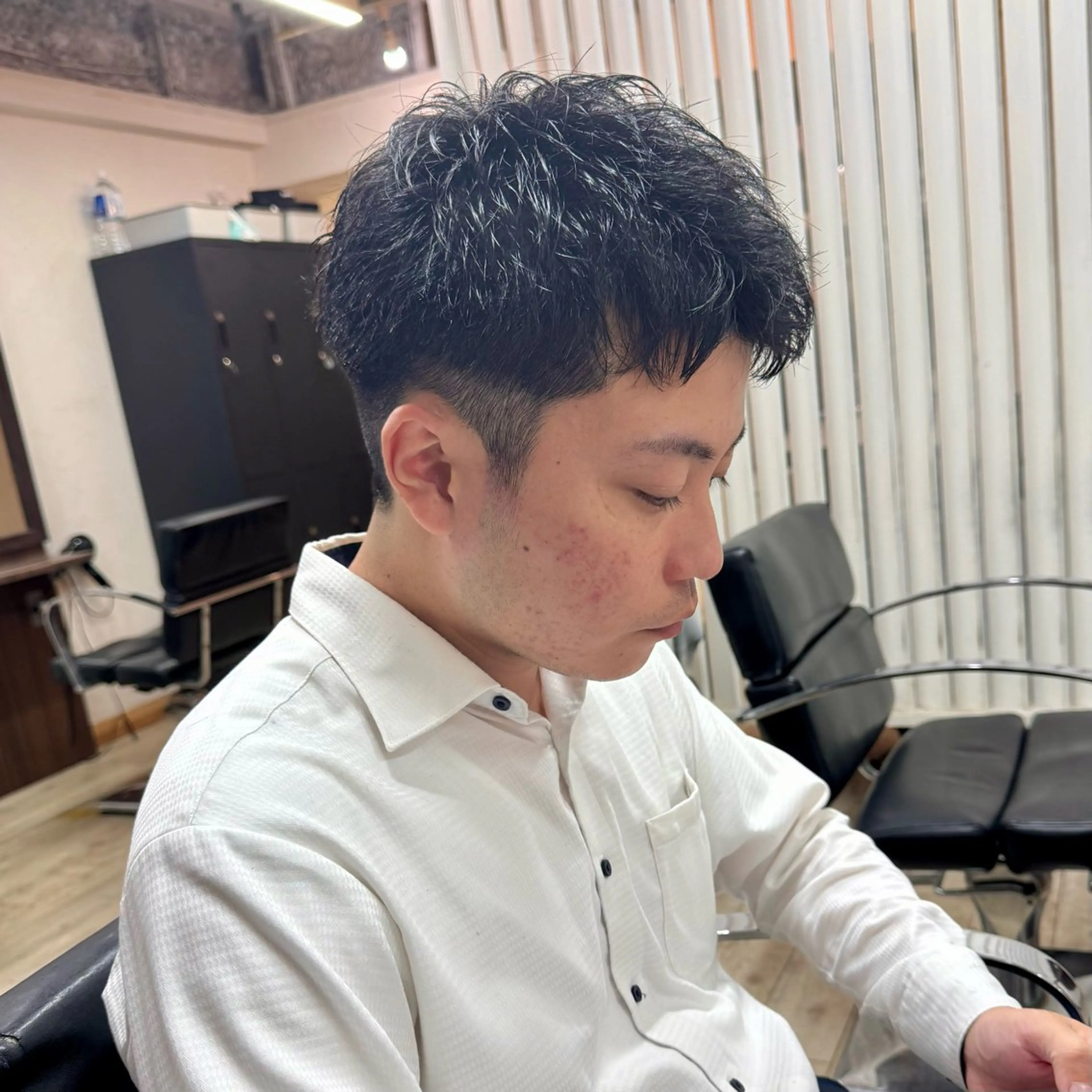 ショート メンズ アップバング メンズ就活ヘア メンズパーマ メンズショート スパイキーショート カット ヘアセット 【池袋/スパイキー ショート】ⓝⓘⓜⓤのヘアスタイル