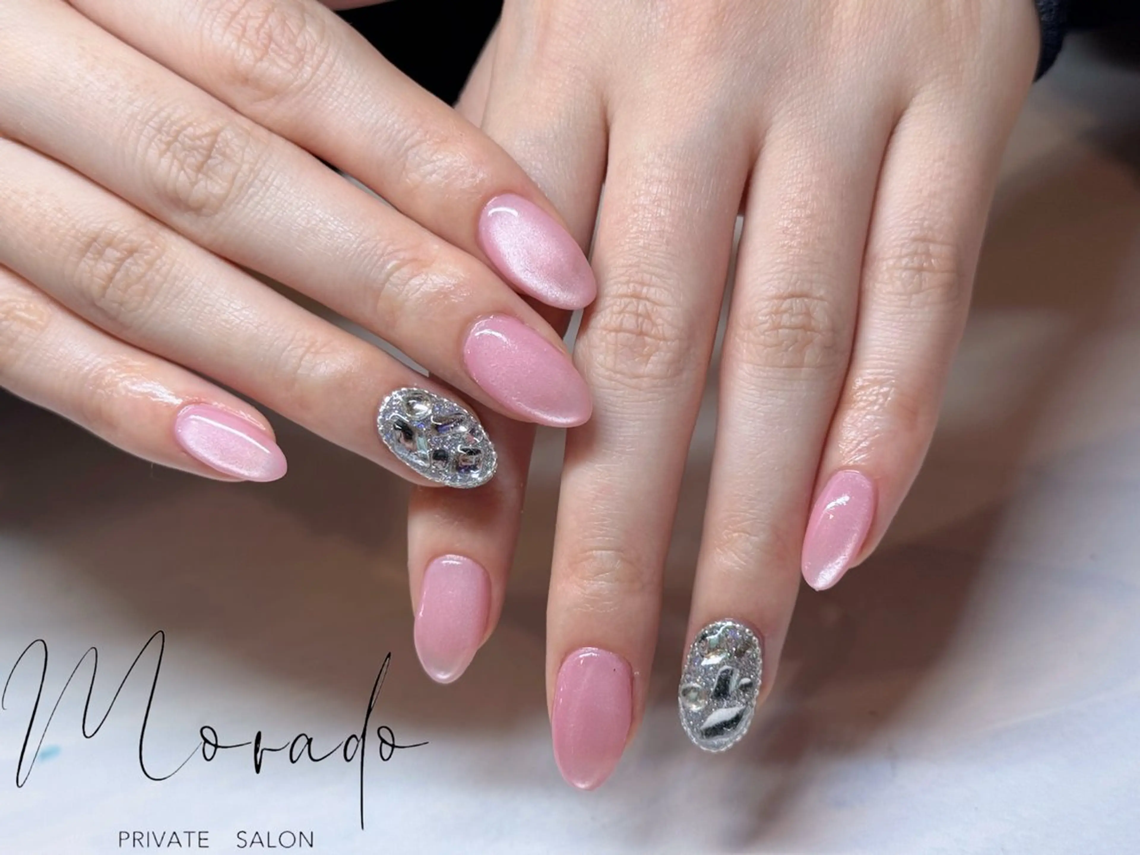 ネイル ジェルネイル ゴージャス マグネットネイル ピンク ハンドネイル ハンドケア MORADO ~Private Salon~所属・新小岩 MORADO Mihoのネイルデザイン