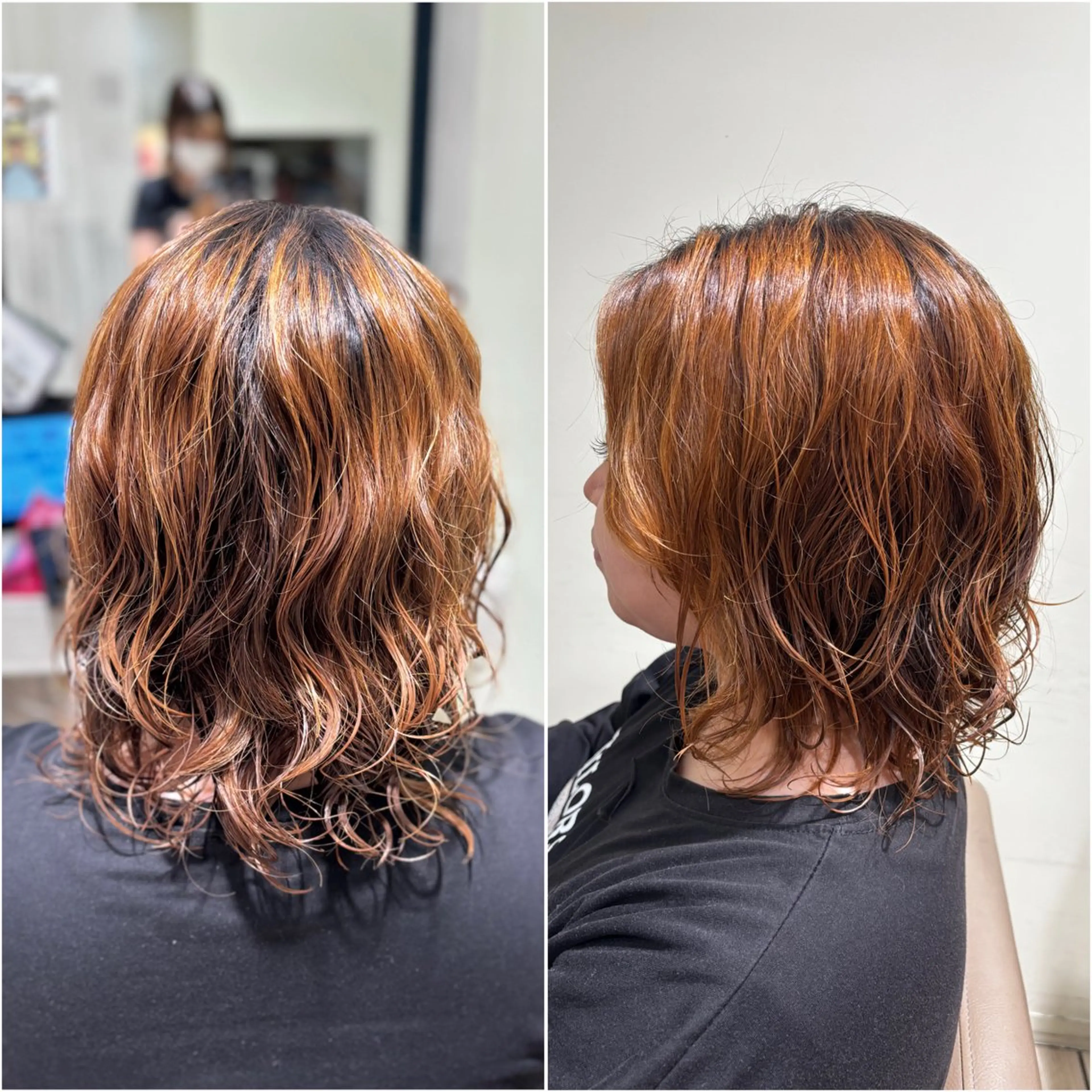 ミディアム パーマ ミディアムレイヤー ミディアムパーマ レイヤーカット 芝本 晴奈 🌼*･のヘアスタイル