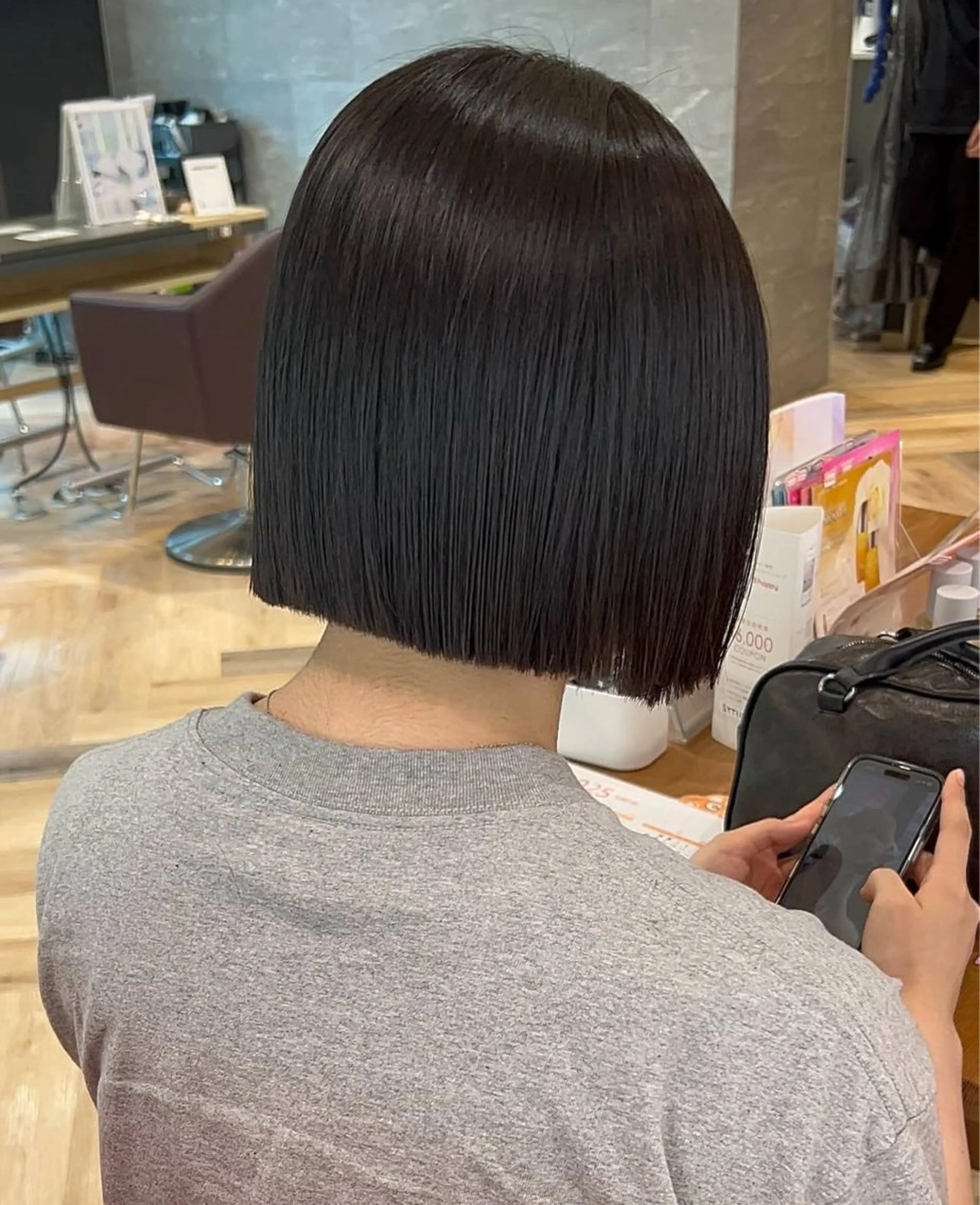 ショート ボブ カット 縮毛矯正 加納千華 /ボブ/ぱつっとボブのヘアスタイル