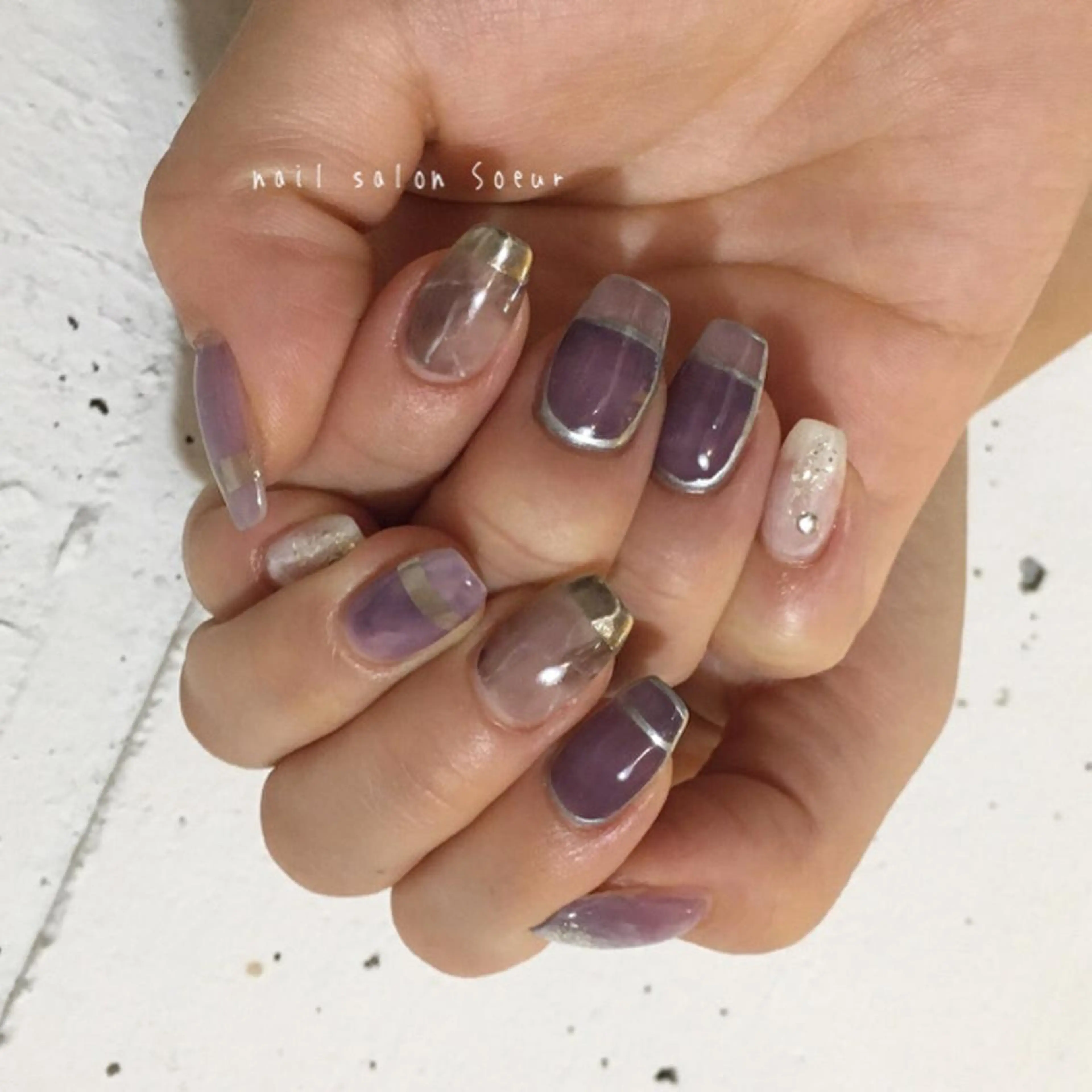 ネイル アートネイル 長さ出し ジェルネイル マットネイル ミラーネイル ハンドネイル nail salon Soeurのネイルデザイン