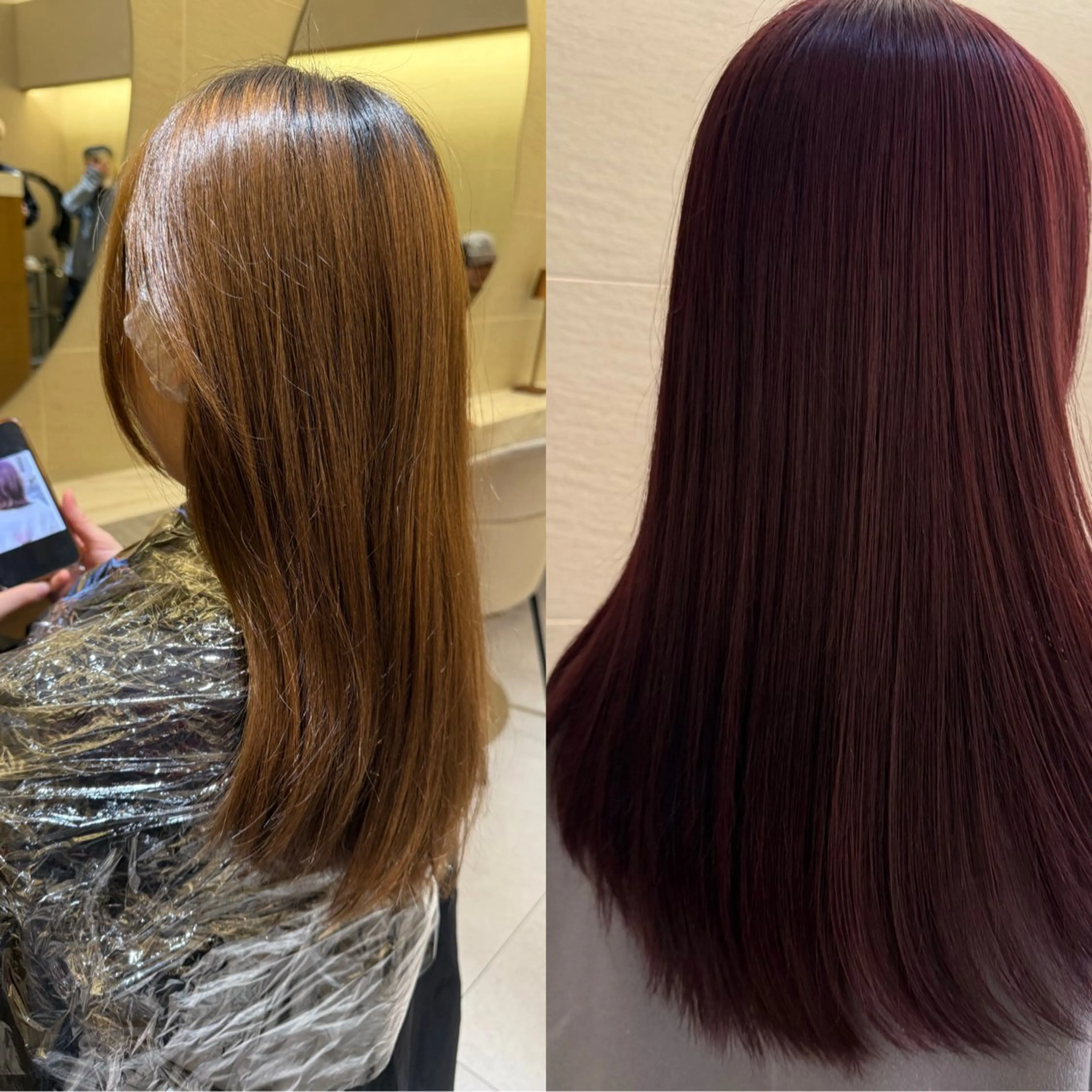 セミロング カラー 髪質改善 縮毛矯正 トリートメント 縮毛矯正 酸性ストレート/ ちさとのヘアスタイル