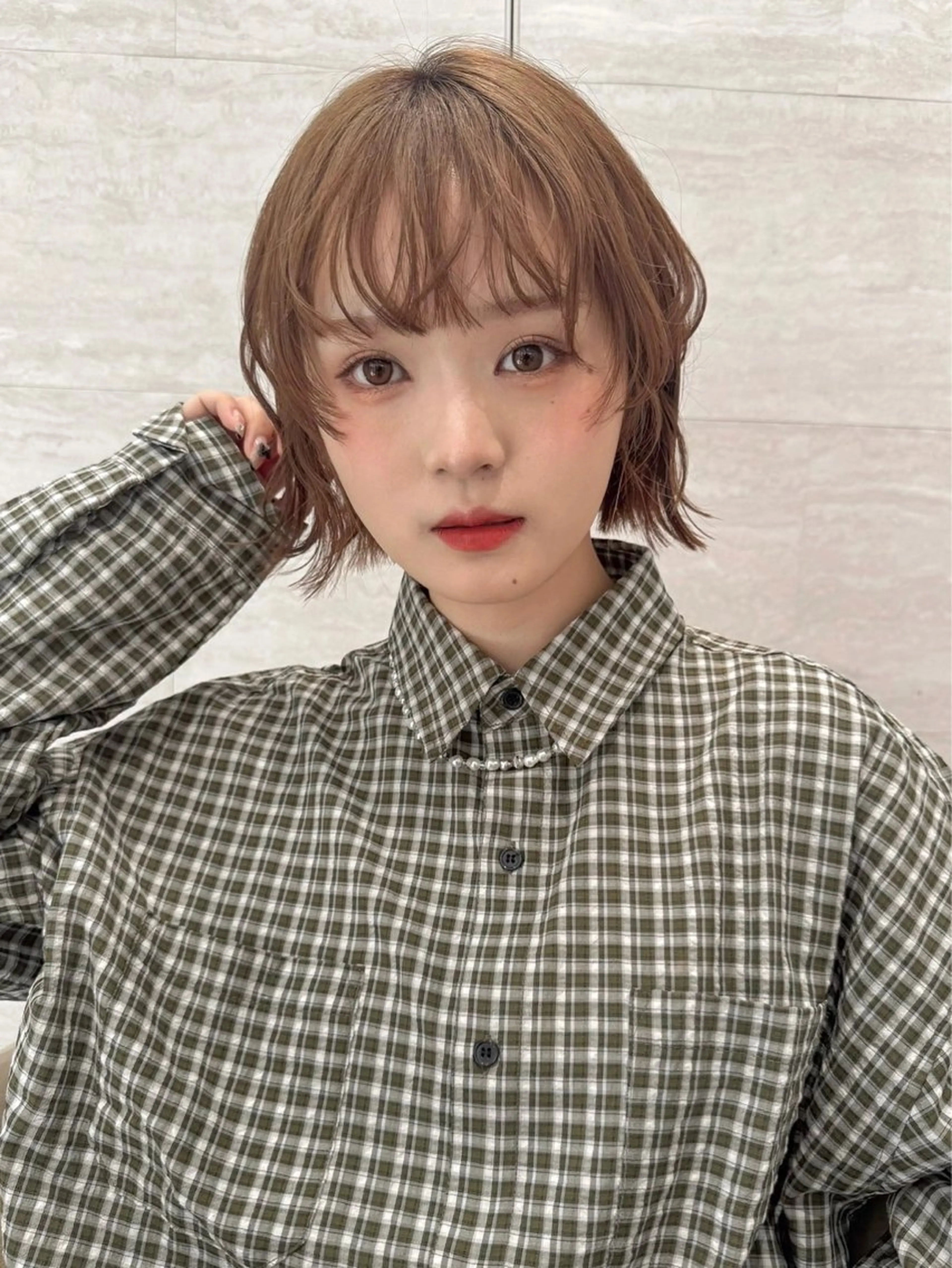 ミディアム カラー パーマ 🫧ボブ／縮毛矯正／ 韓国／ゆーな🫧‪のヘアスタイル