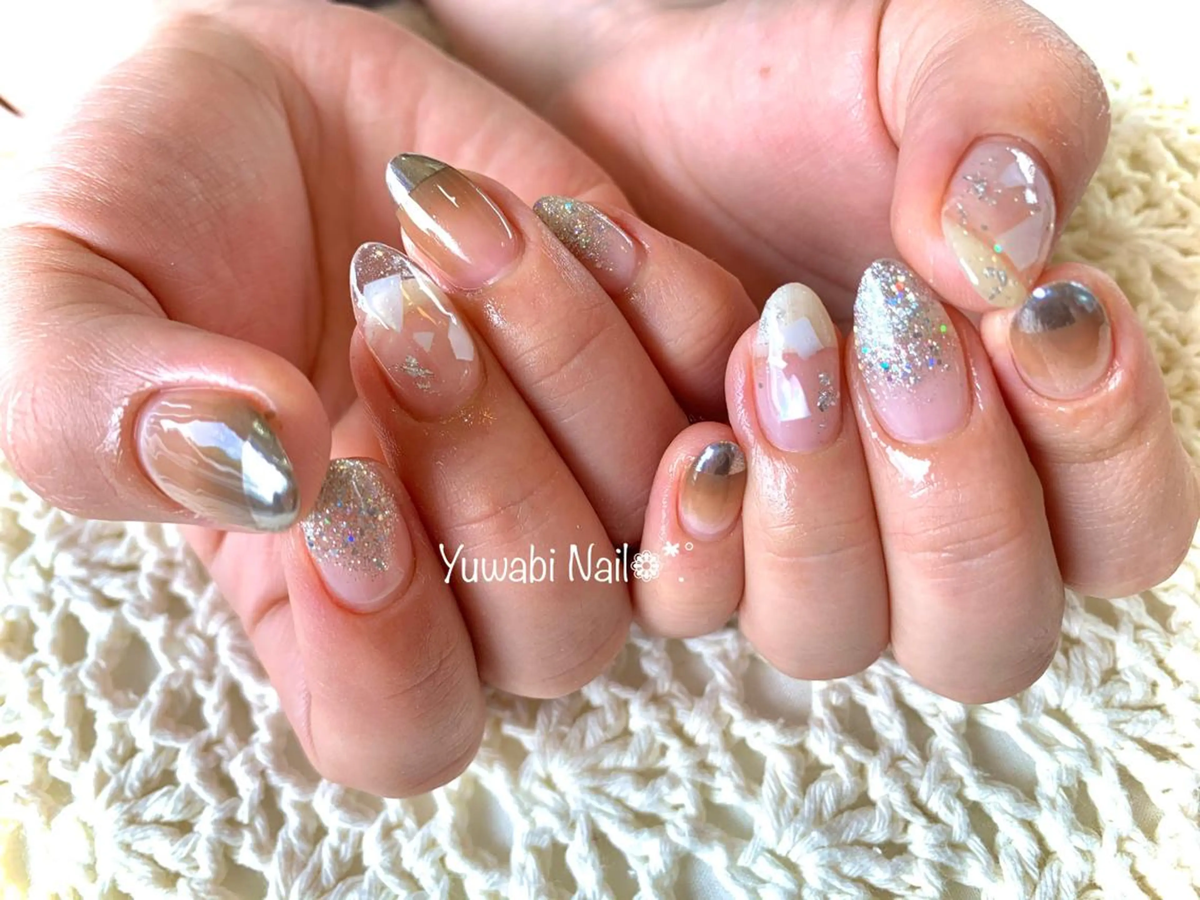 ネイル 長さ出し 夏ネイル ハンドネイル フットネイル Yuwabi Nail所属・Mimore ミモア 水戸のネイルデザイン