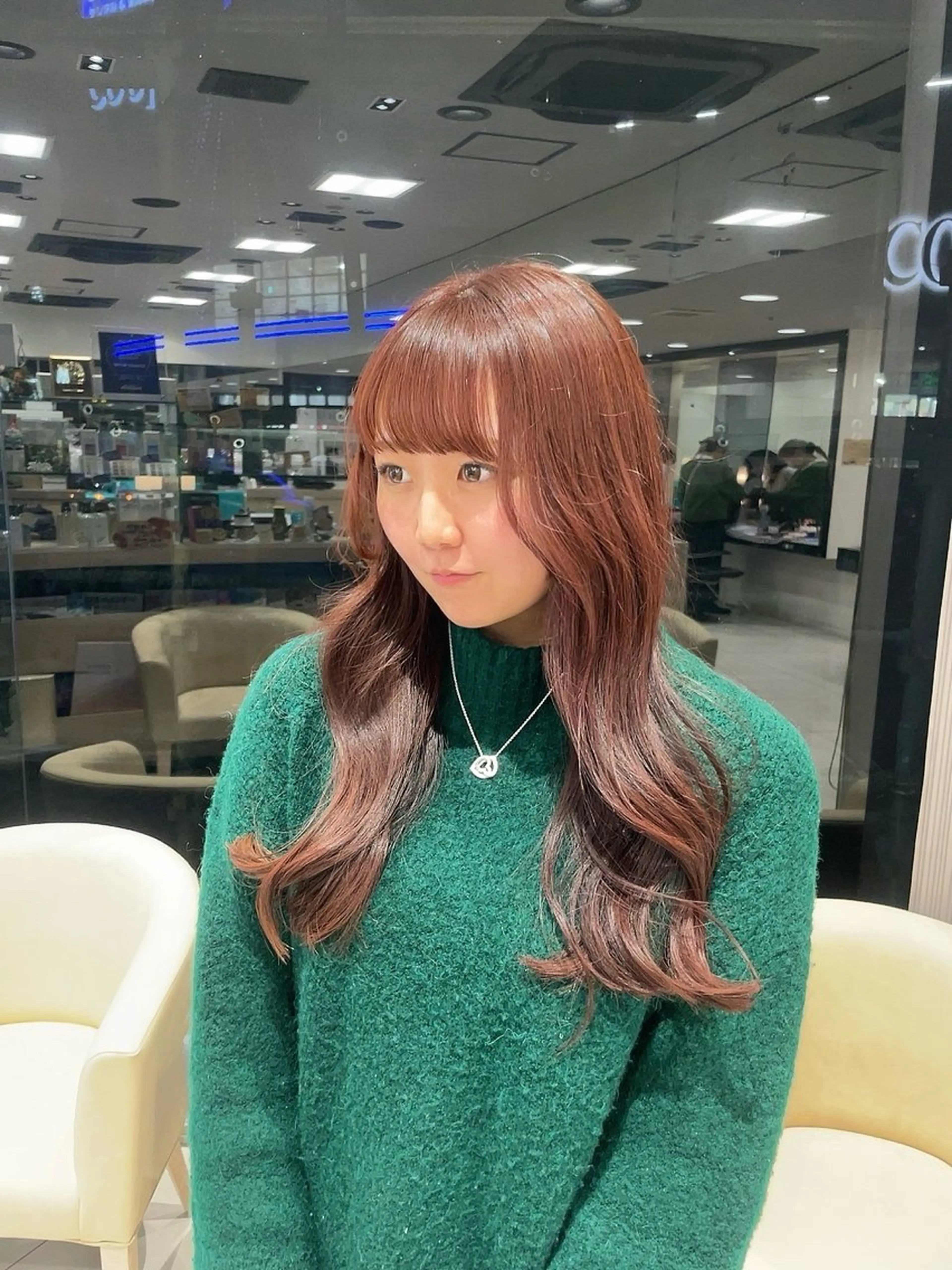 ロング カラー ブラウンカラー ピンクカラー ピンクブラウン レッドカラー カット ヘアカラー トリートメント クロスパーマ/うる艶 カラー/Kurumiのヘアスタイル