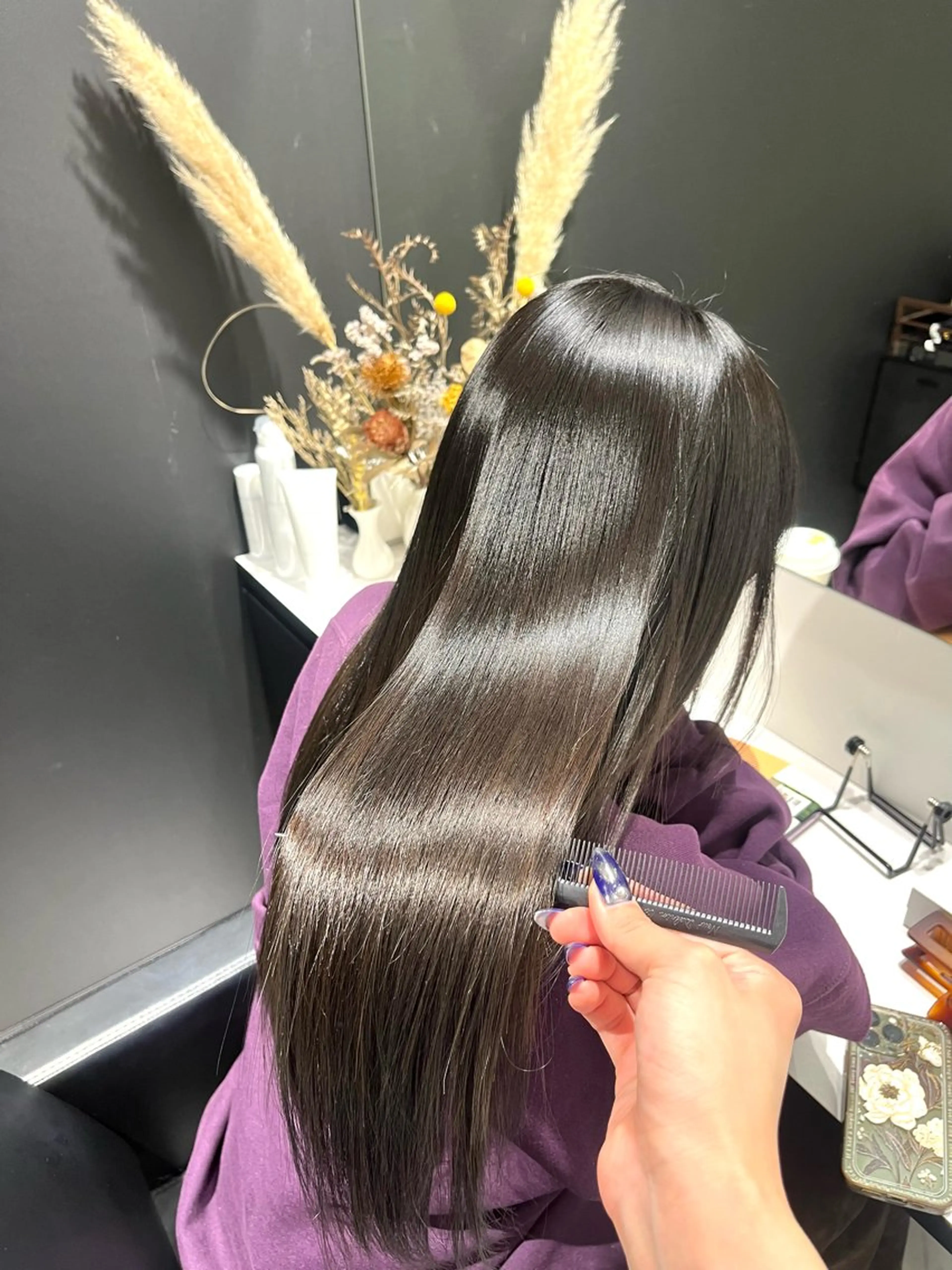 ロング パーマ 縮毛矯正 トリートメント 髪質改善/縮毛矯正 艶カラー/珠聡のヘアスタイル