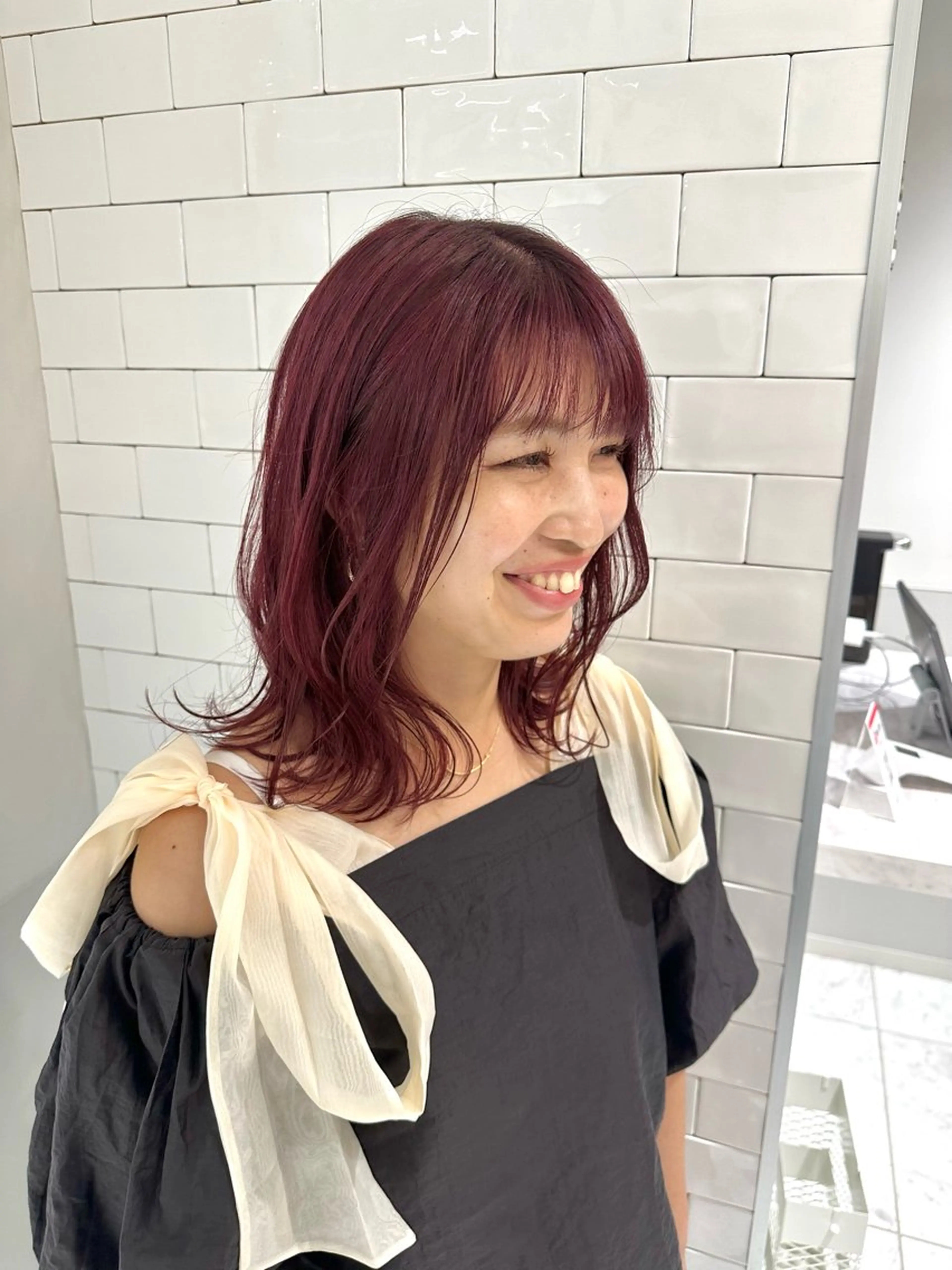 ミディアム カラー ヘアアレンジ ブリーチ レッドカラー カット ヘアカラー SALOWIN大宮 /KYOHEI✂️のヘアスタイル