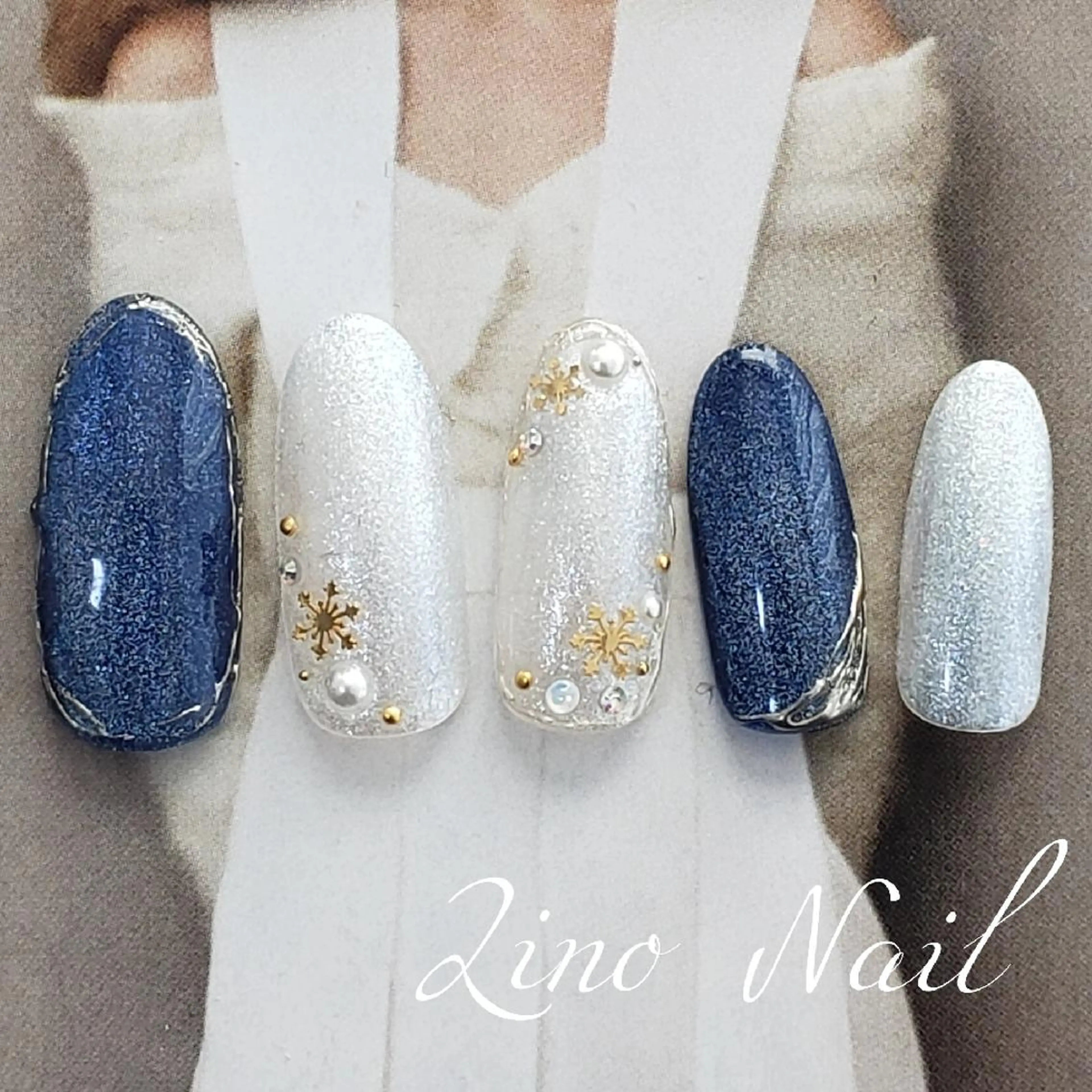 ネイル カジュアル ジェルネイル キラキラネイル マグネットネイル ミラーネイル ハンドネイル Lino Nailのネイルデザイン