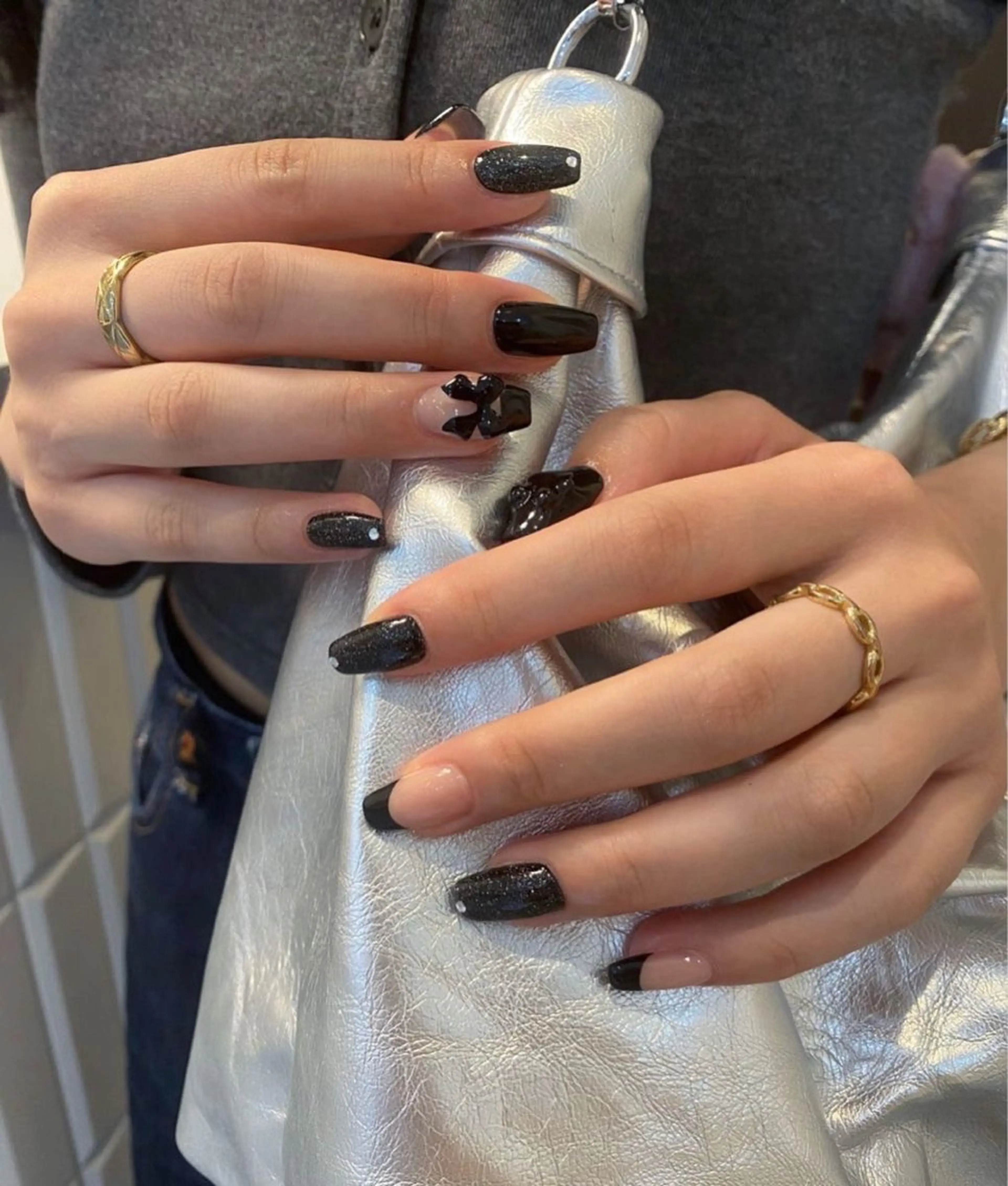 ネイル 韓国ネイル 持ち込み ニュアンスネイル ネイルチップ 冬ネイル RINN ANA.CHUOのネイルデザイン