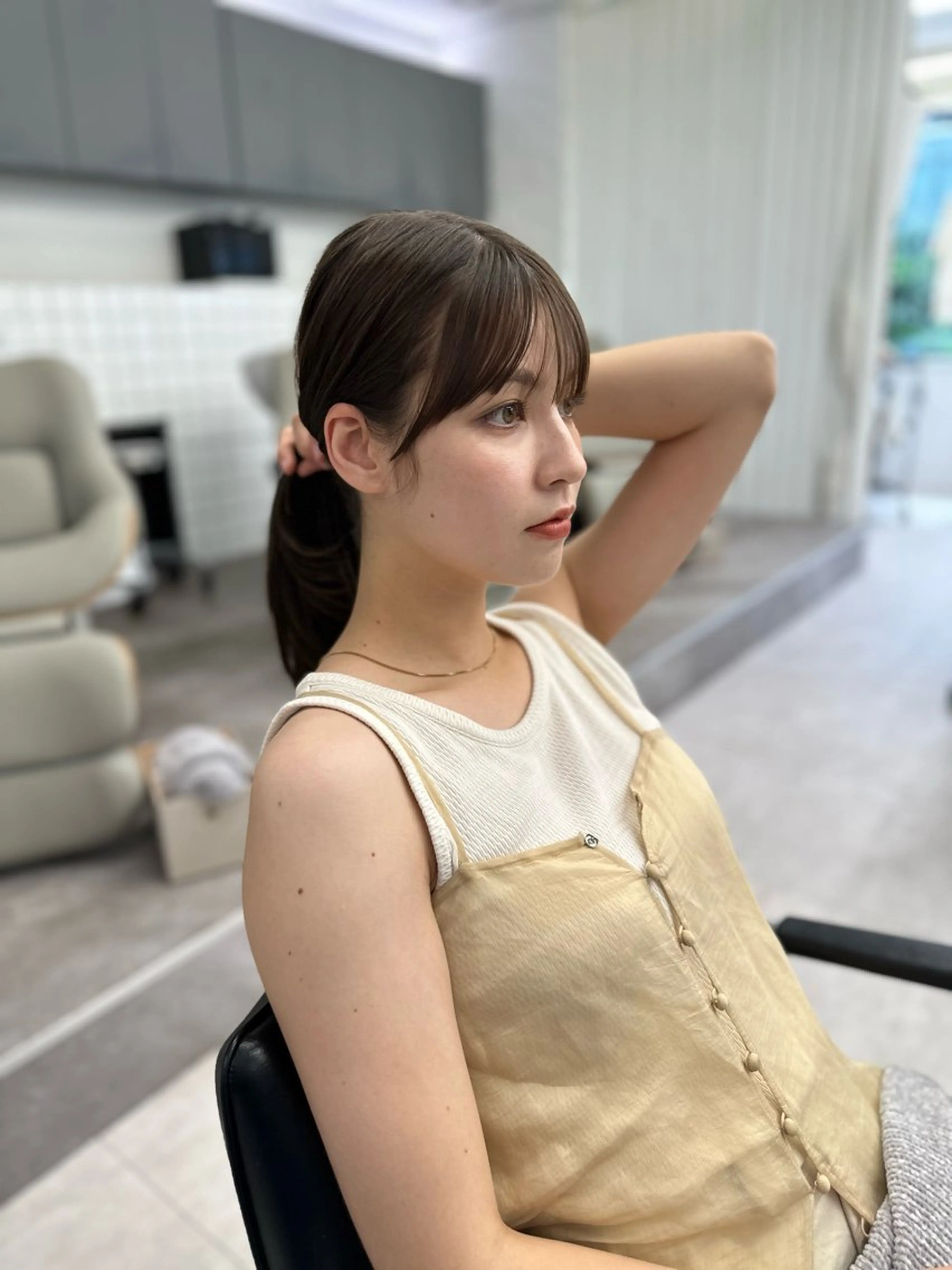 セミロング カット ヘアカラー トリートメント ヘッドスパ ヘアセット 前髪顔まわりカット 🌈中村海聖のヘアスタイル