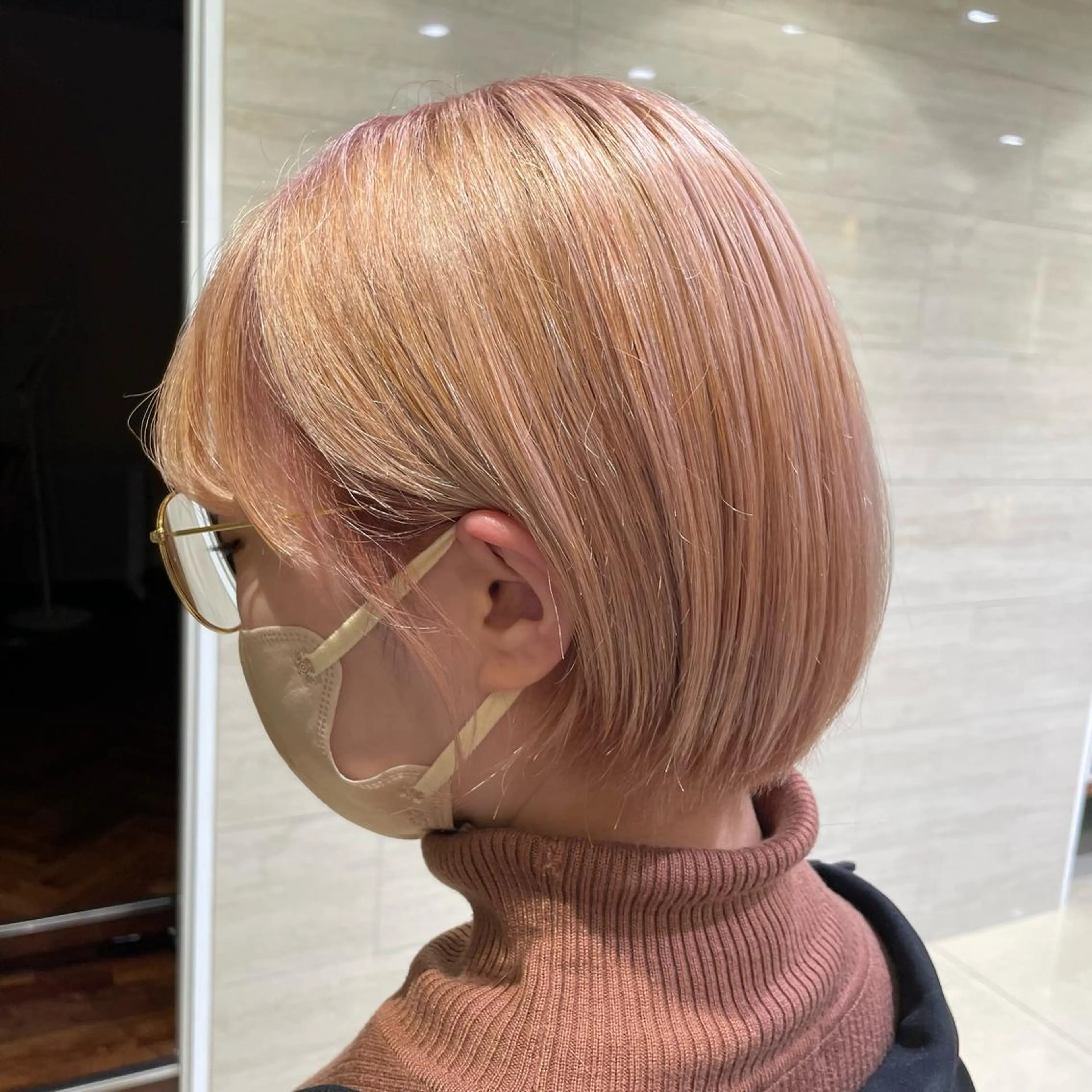 ショート カラー ブリーチ ピンクカラー トリートメント コノミ/ アイリスト まつパ/大船 鎌倉のマツエク・マツパデザイン