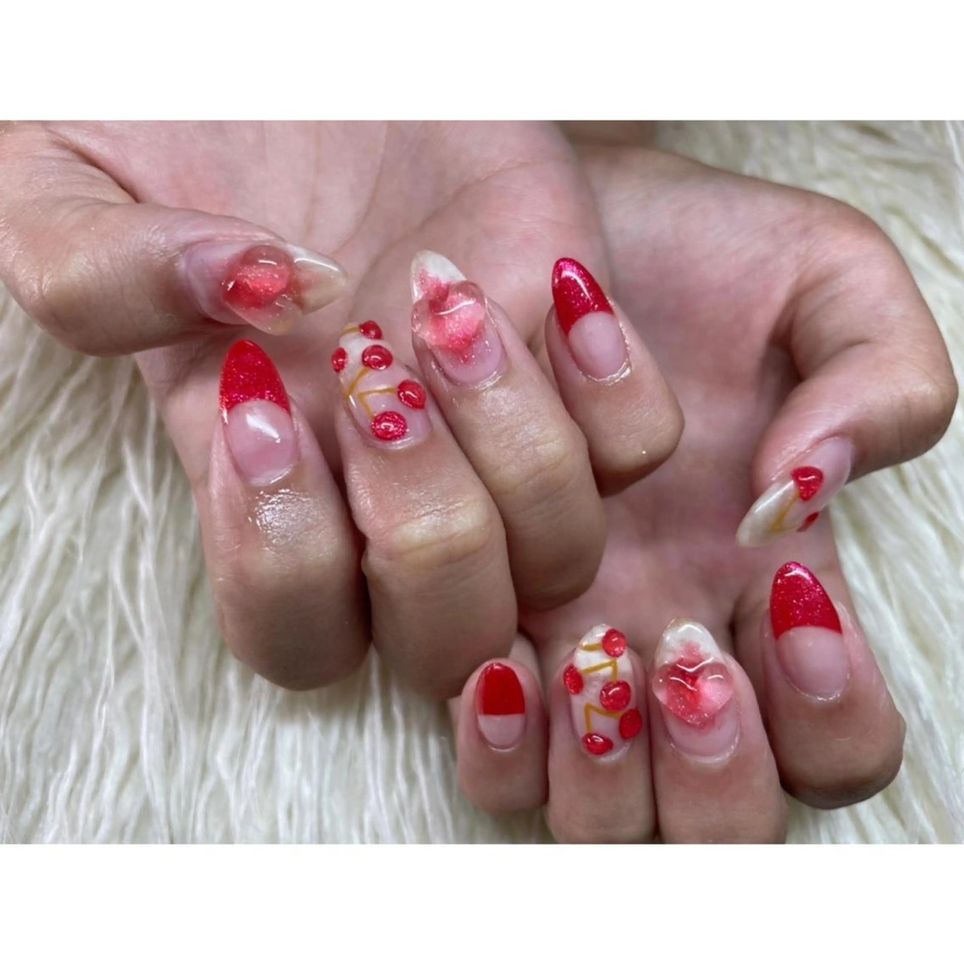 ネイル ハート ぷっくりネイル ハンドネイル フットネイル Nail salon LuaRのネイルデザイン