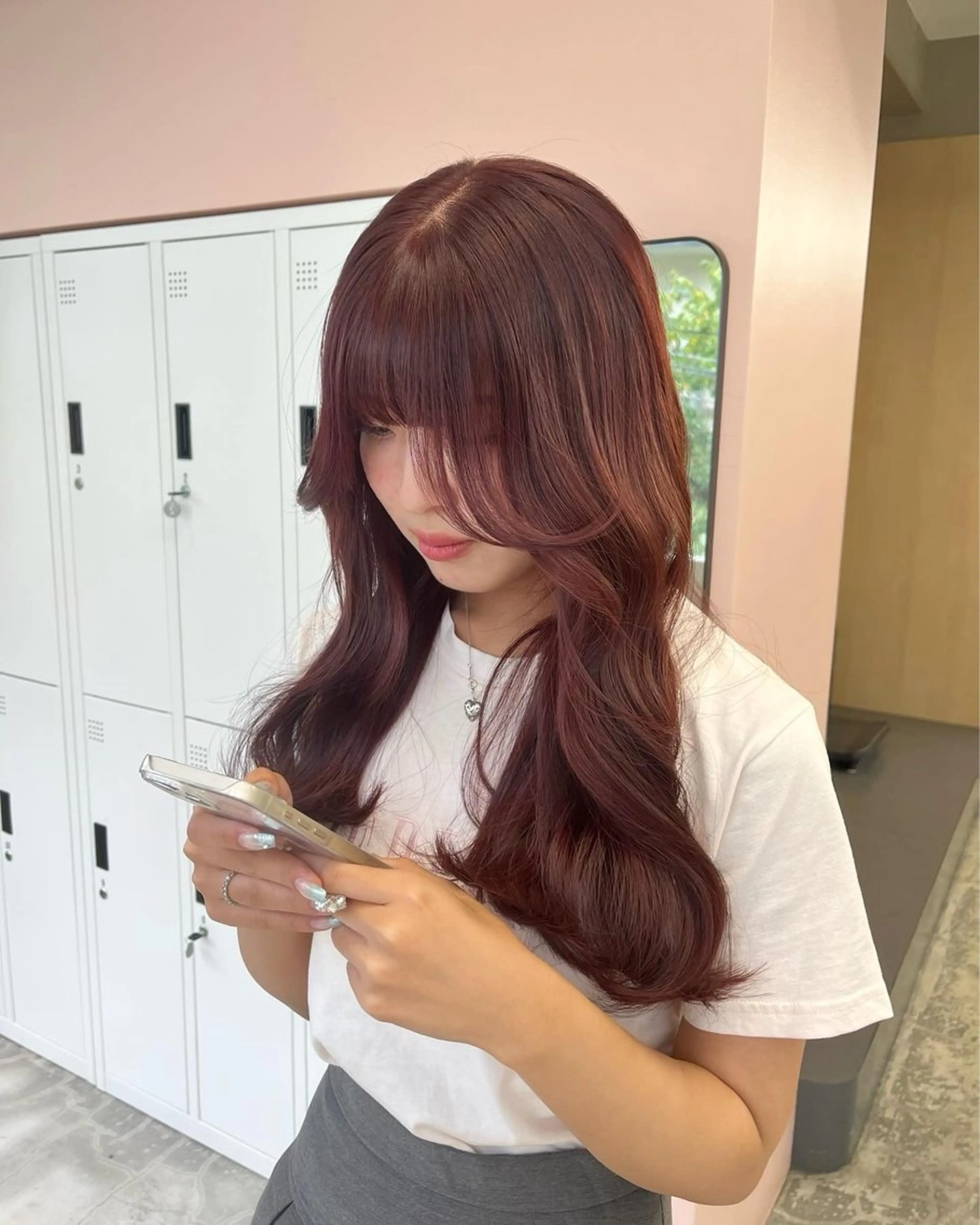 ロング カラー ブリーチ ブリーチなしカラー ピンクカラー ayaka♡ 柔らかカラーのヘアスタイル