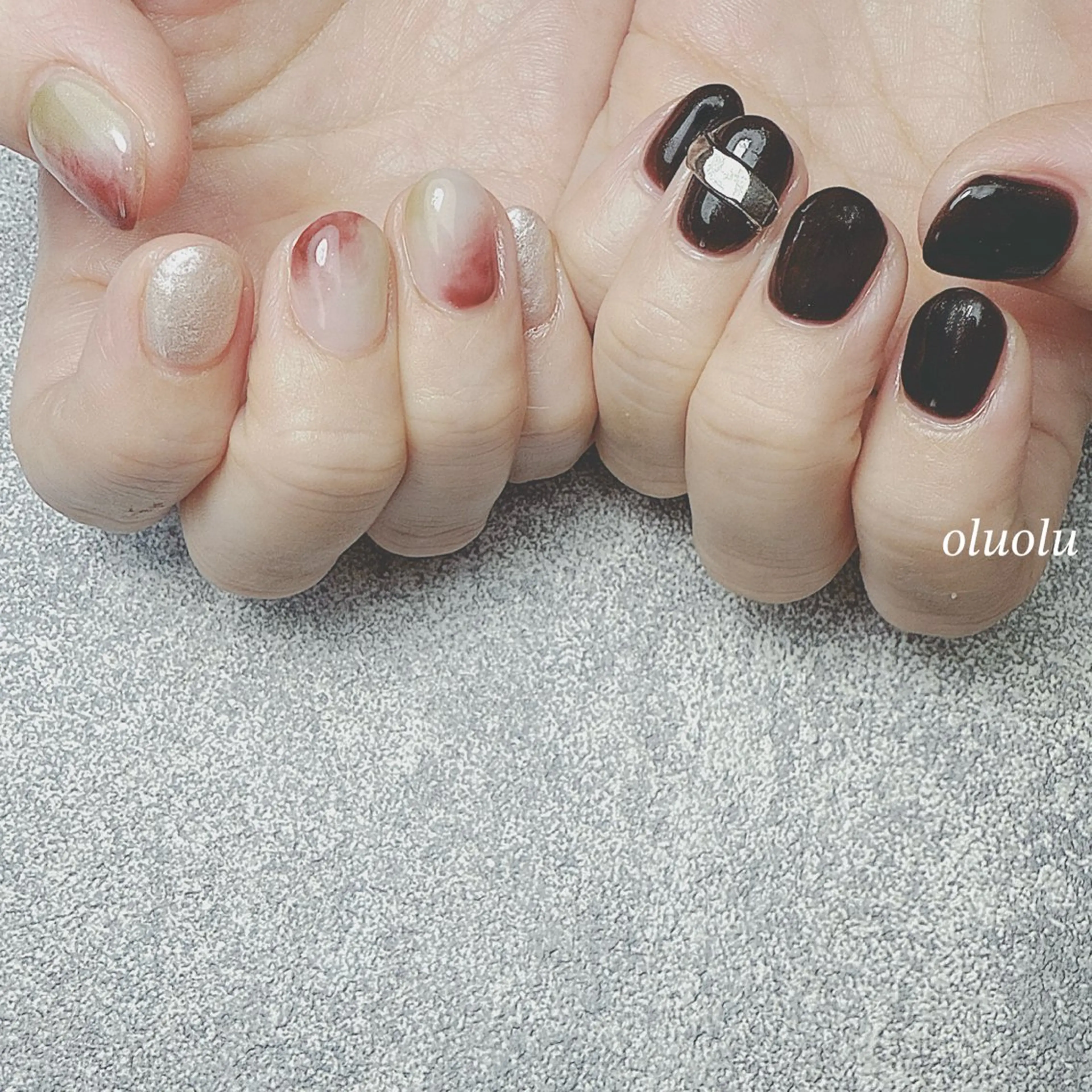 ネイル アートネイル ニュアンスネイル 冬ネイル ハンドネイル 大村 紬華のネイルデザイン