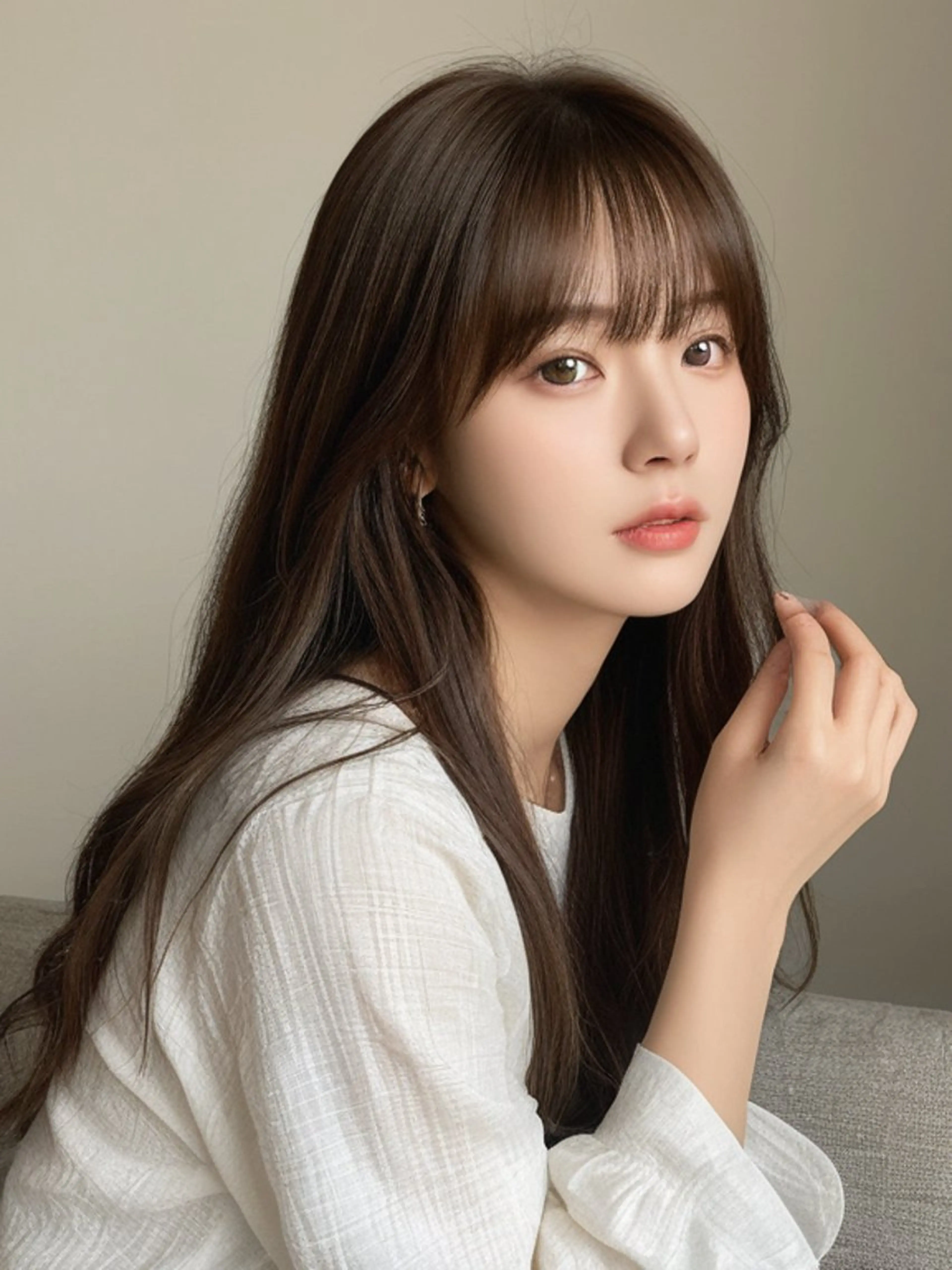 ロング くびれヘア 韓国風ヘア レイヤーカット シースルーバング カット ヘアカラー トリートメント 新宿/韓国メンズ RIKUパーマのヘアスタイル