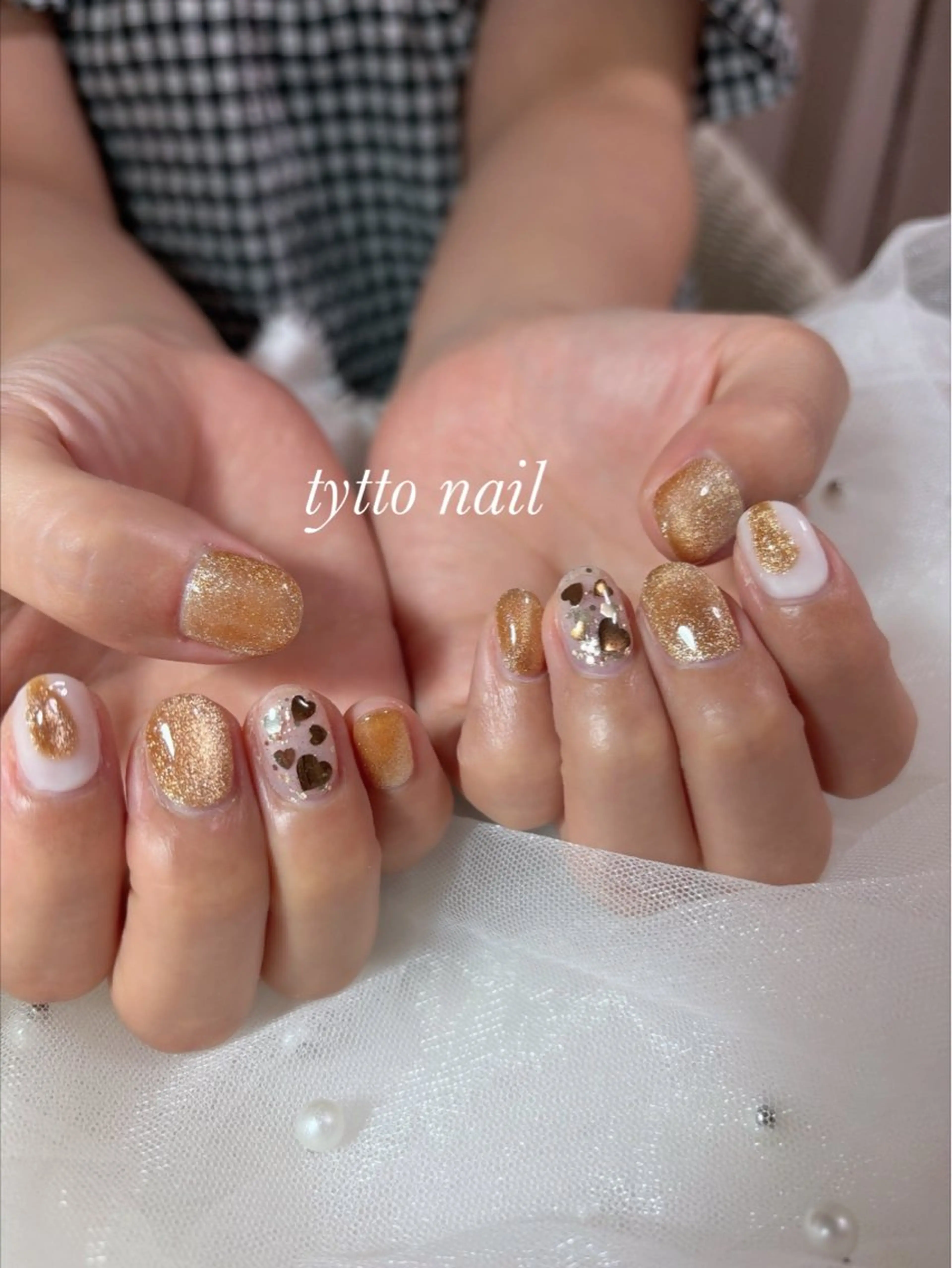 ネイル ハート ホログラムネイル 韓国ネイル マグネットネイル ワンカラーネイル tytto nail ❤︎‪‪eri‪‪のネイルデザイン
