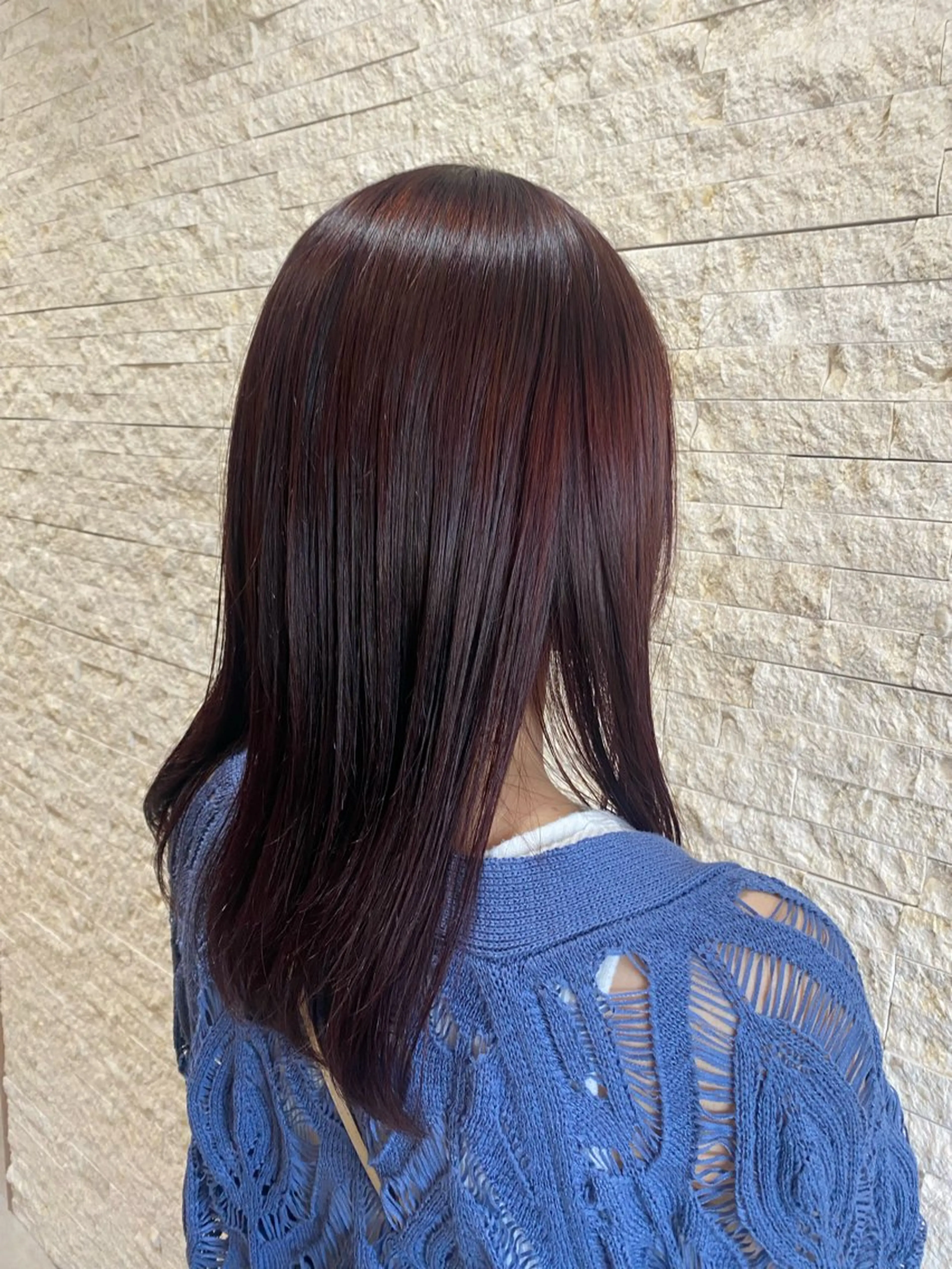 セミロング カラー ボルドーカラー ヘアカラー ハイトーン/推しカラ ー⛓💜ゆららのヘアスタイル